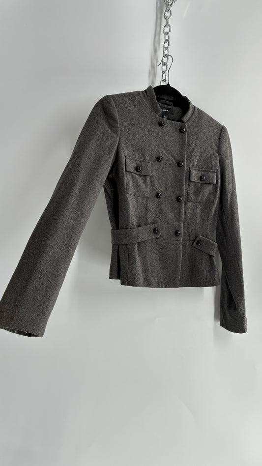 Vintage H&M Grey Knit Military Style Drummer Jacket (4)