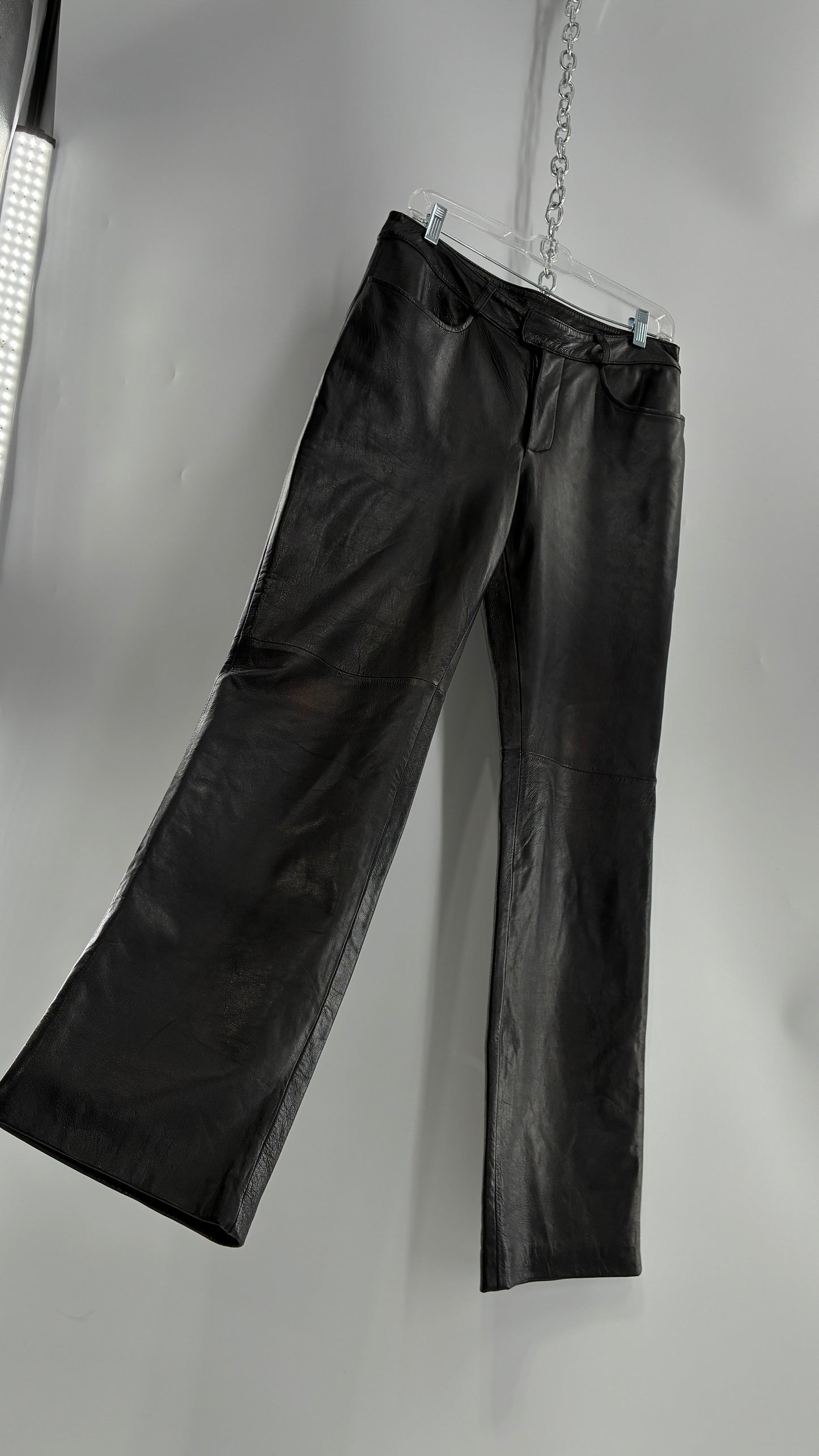 Vintage INC Black Soft Genuine Leather Side Closure Pants (6)