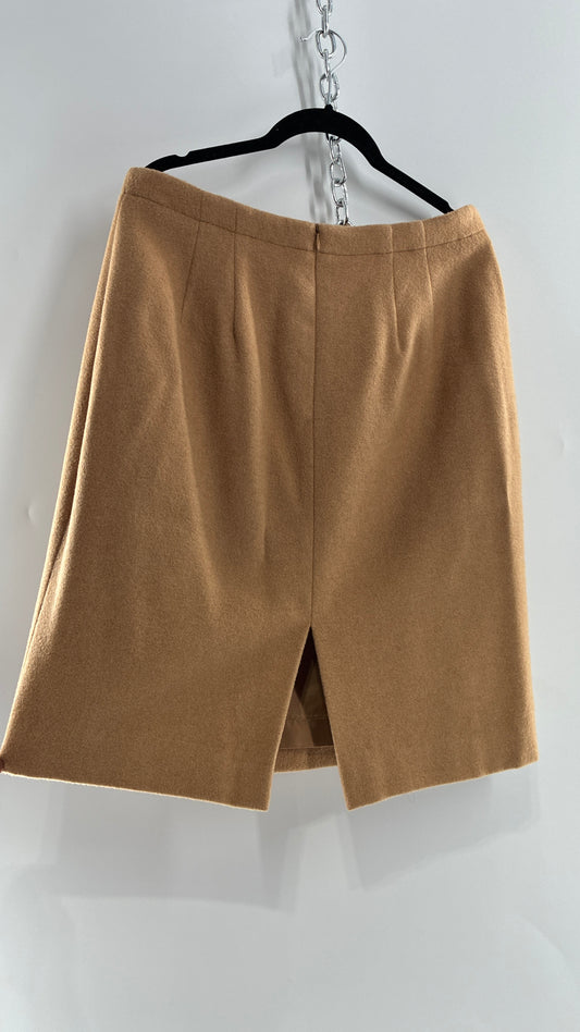 Vintage Brooks Brothers 100% Pure Camelhair Vented Skirt (12)