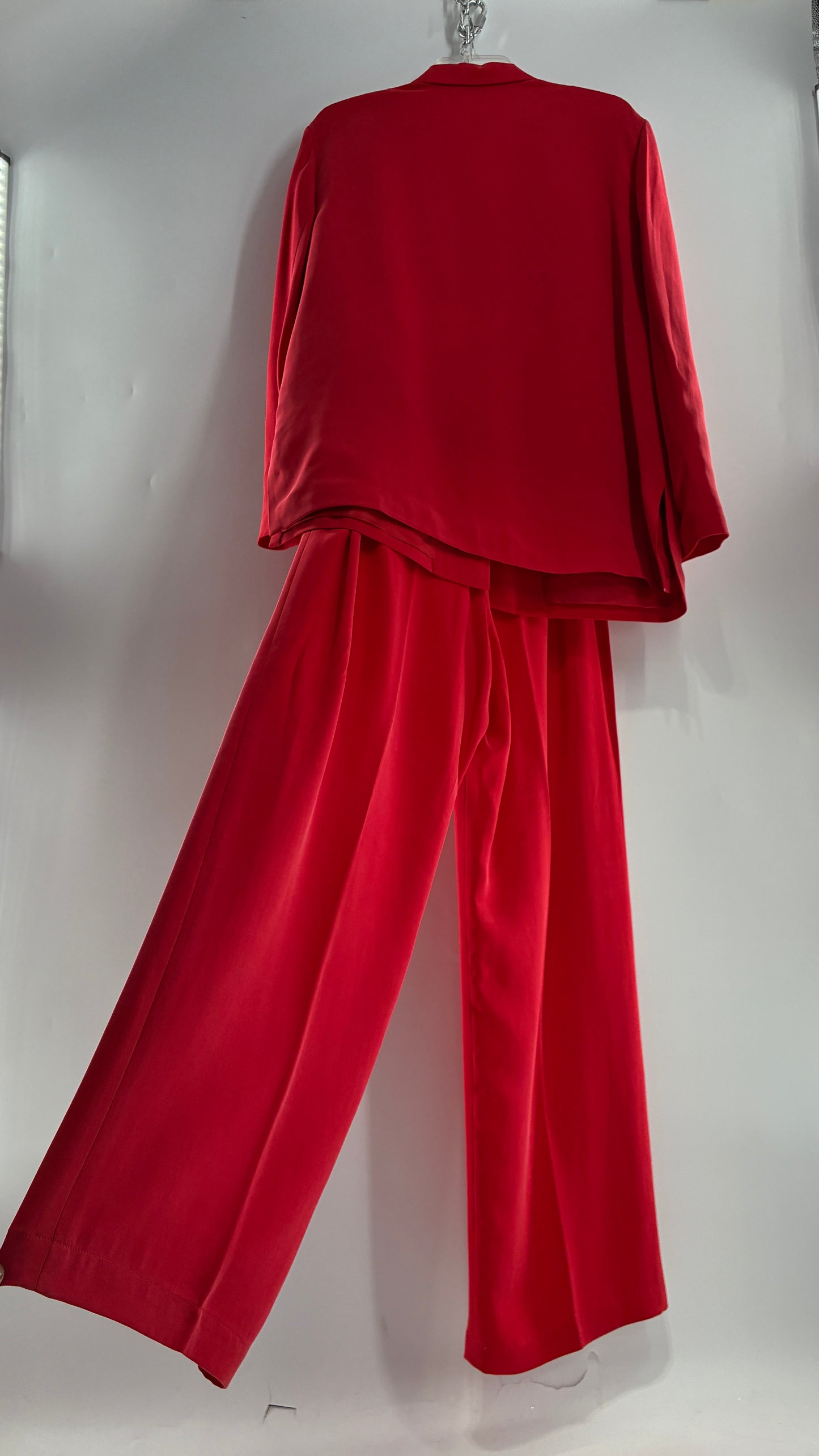 Vintage Josephine Chaus Cayenne 100% Silk Power Blazer and Wide Leg Trouser Set (12)