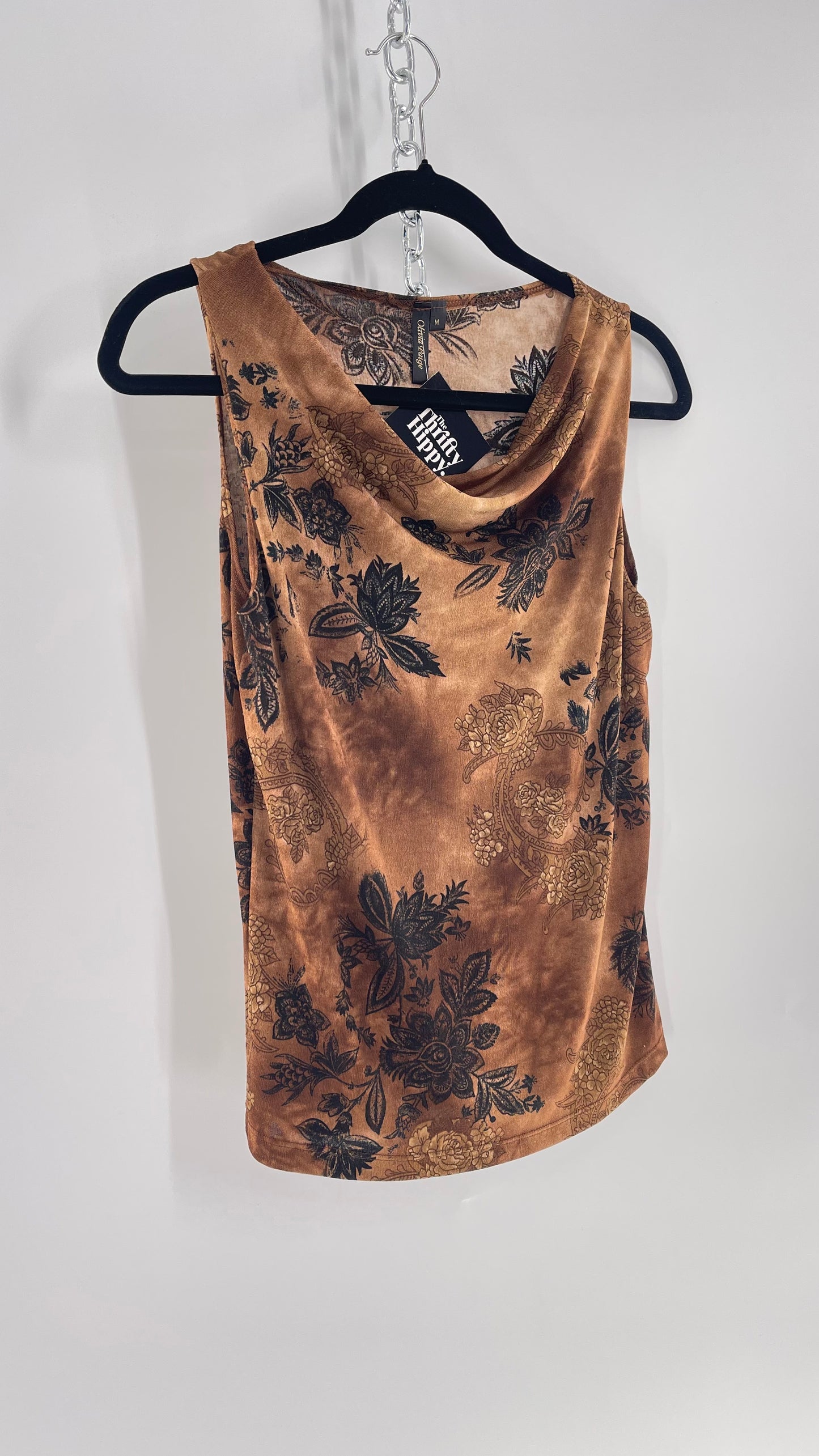 Vintage Olivia Paige Brown Tie Dye Floral Tank (Medium)