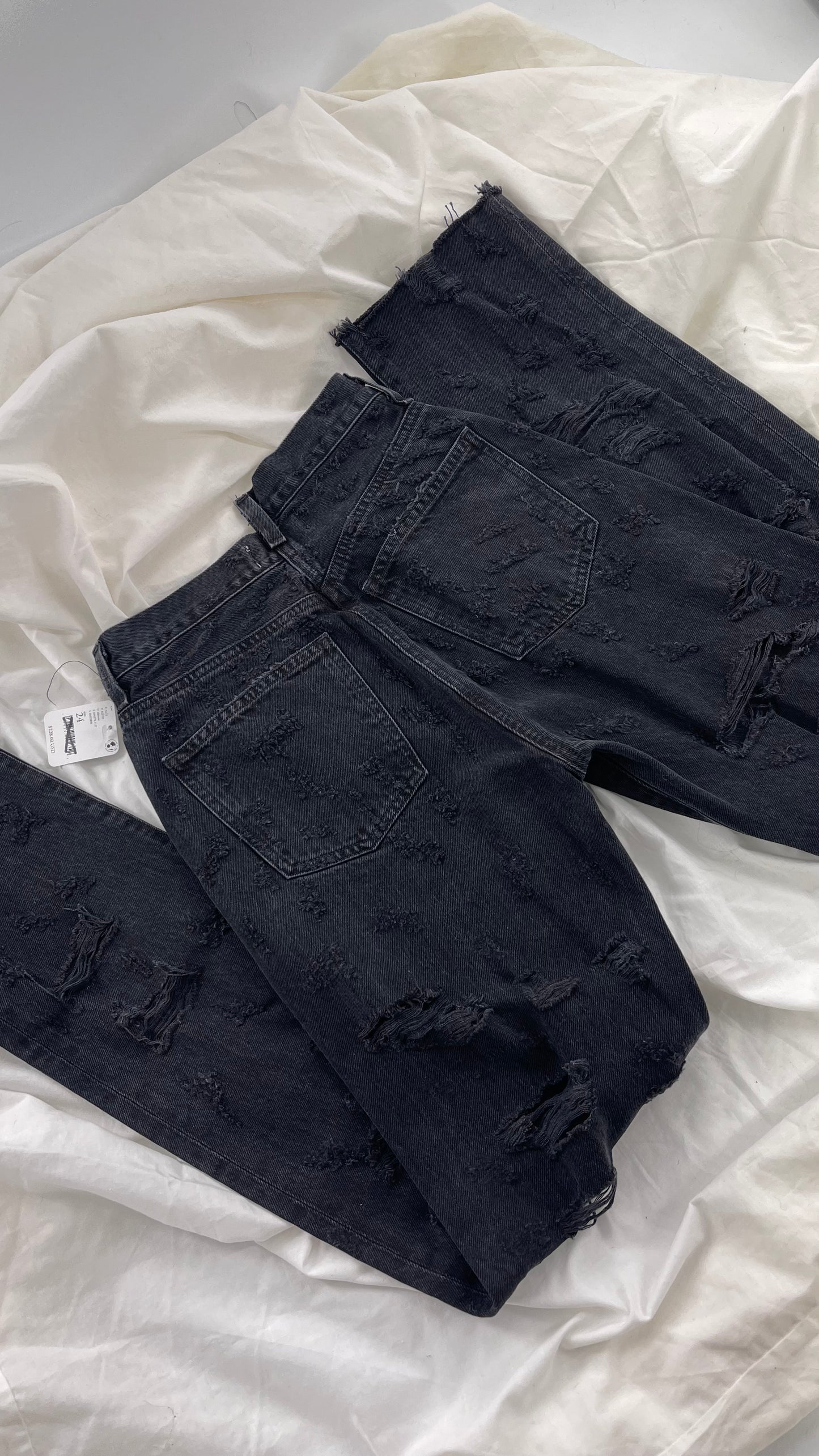Free People Grey/Black Distressed Jeans with Tags Attached (24)