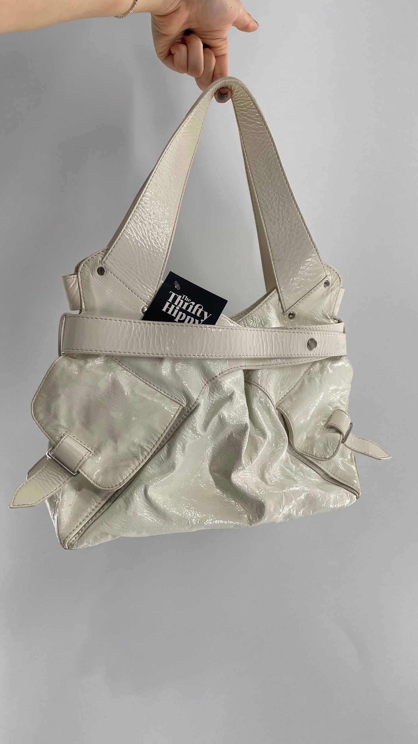 Vintage 1990s White Buckle Bag