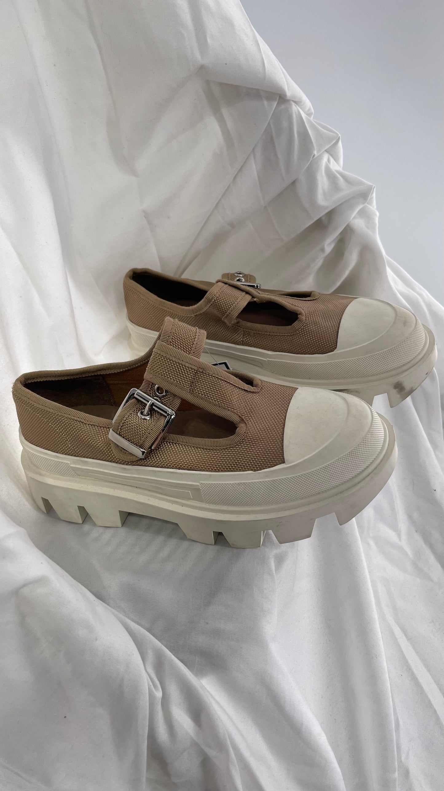Jeffrey Campbell Marley Tan Canvas Mary Janes (6)