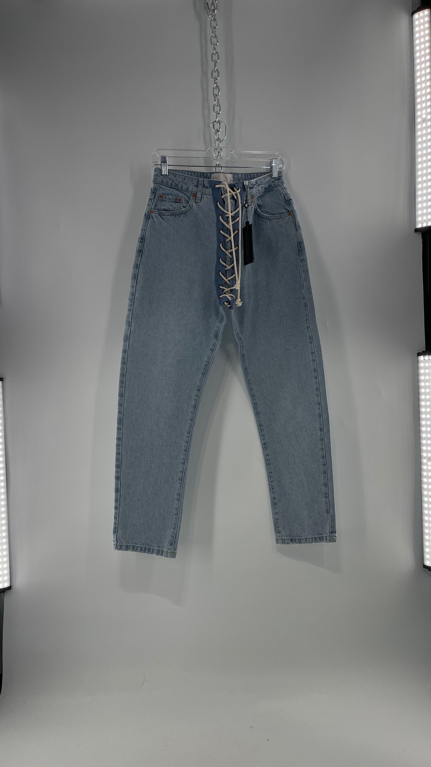 One Teaspoon Best Blue Lace Bandit Jeans Lace Up Detail on Front and Back (24)
