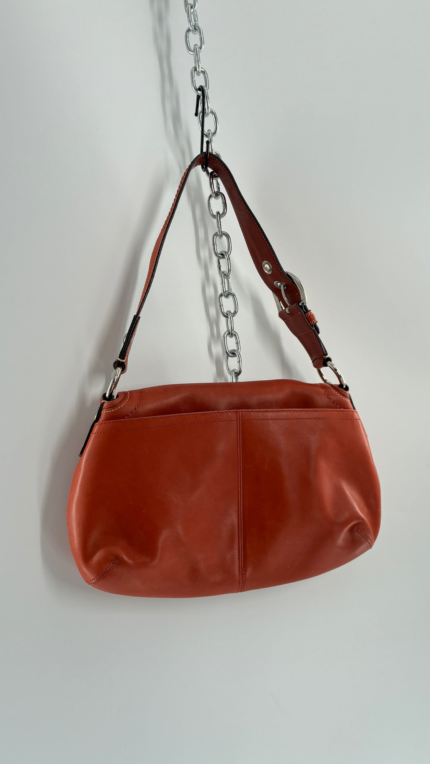 Vintage COACH Soho Salmon Orange Genuine Leather Shoulder Bag