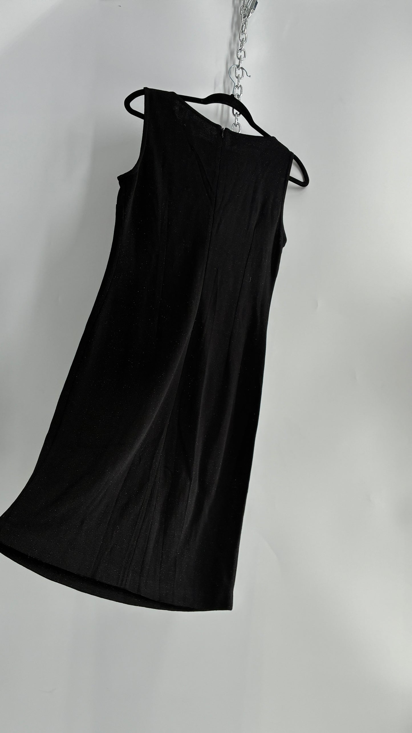 Vintage ST JOHN Black Metallic Wool Knit Dress with Silk Blend Lining and Rhinestone Embellishments (6)
