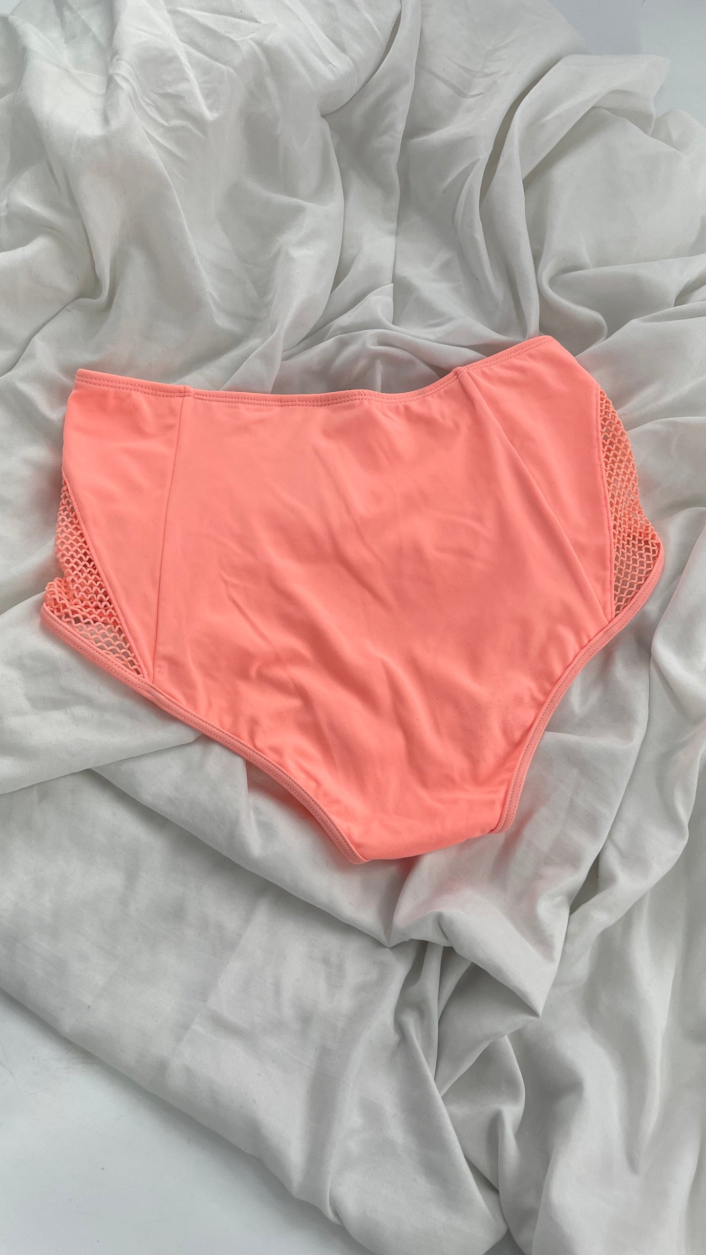 Pacsun LA Hearts Neon Pink Mid Rise Swim Bottoms with Mesh Sides (Medium)