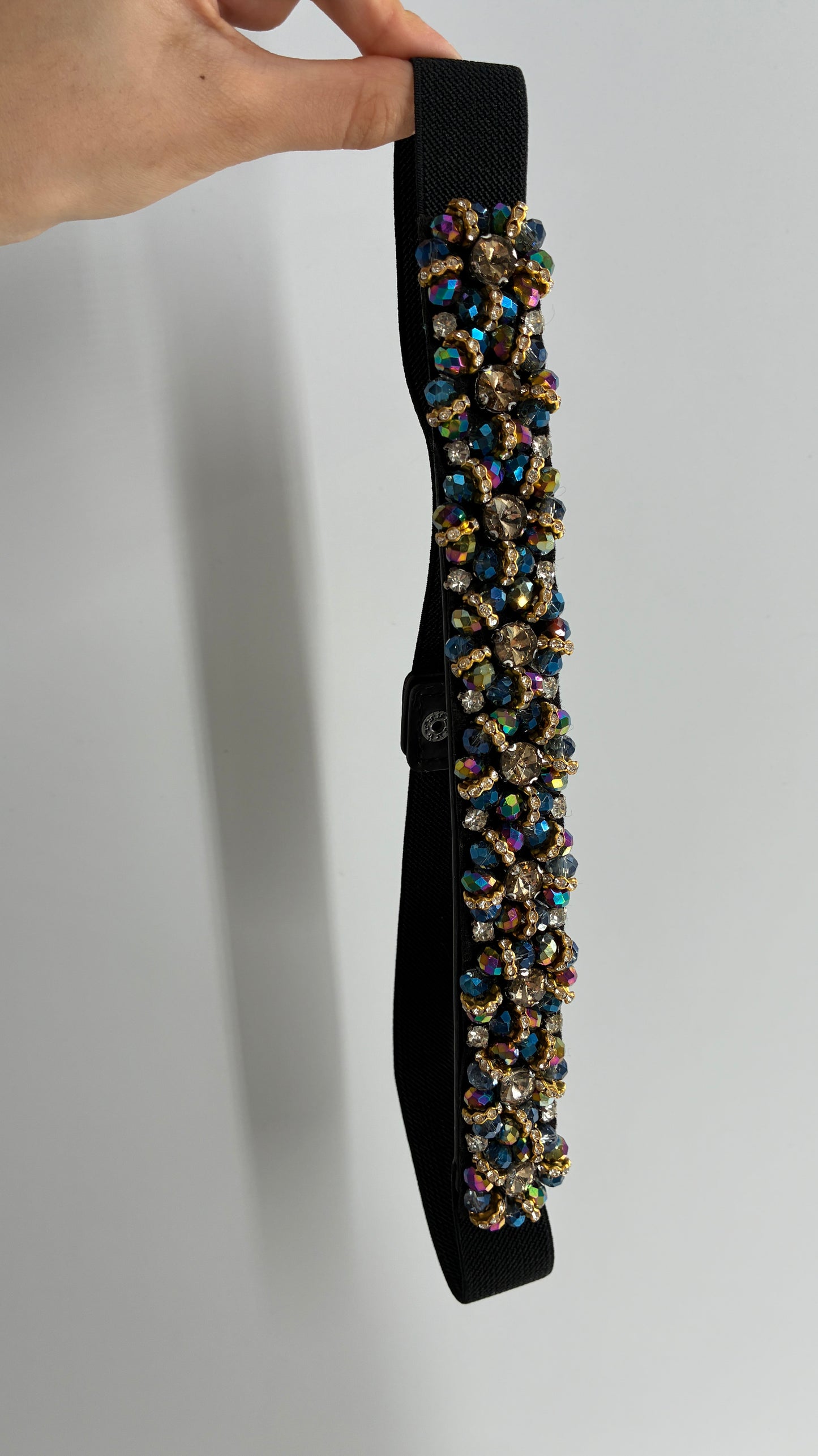 Vintage Elastic Belt Covered in Beaded Appliqués