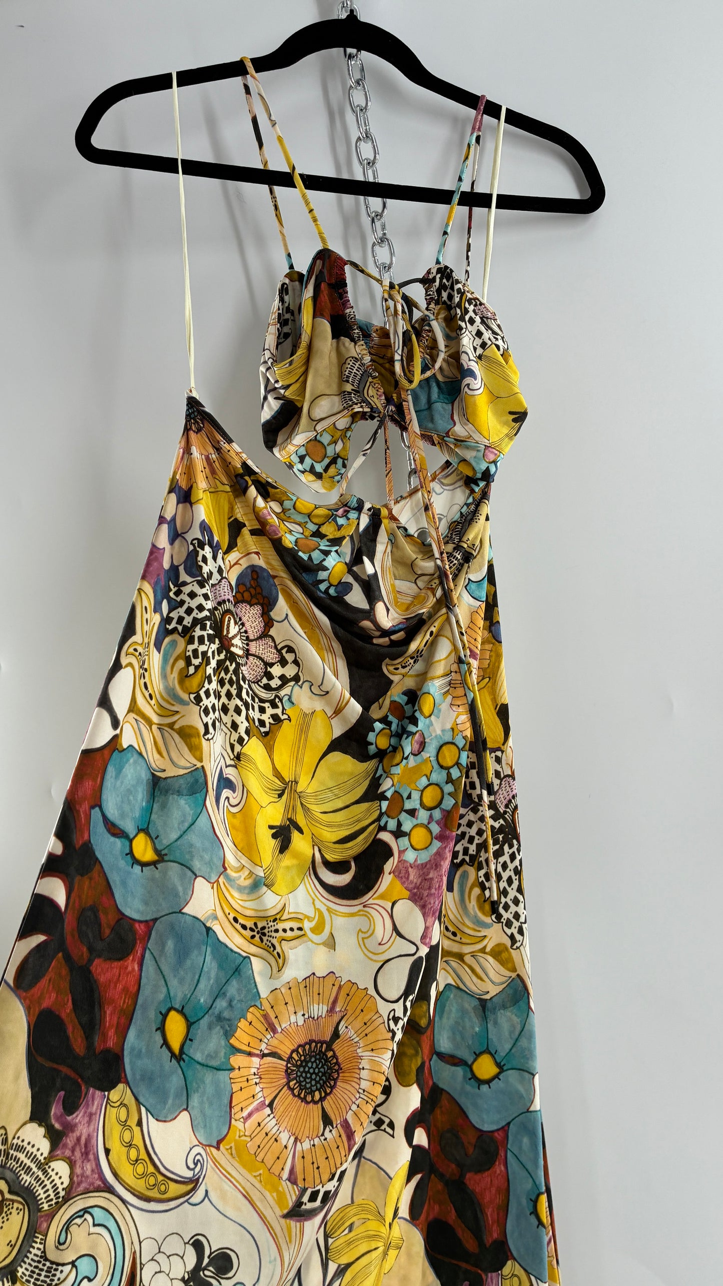 ALEXIS Cassandra Cut Out, Graphic Florals Maxi Dress (XS)
