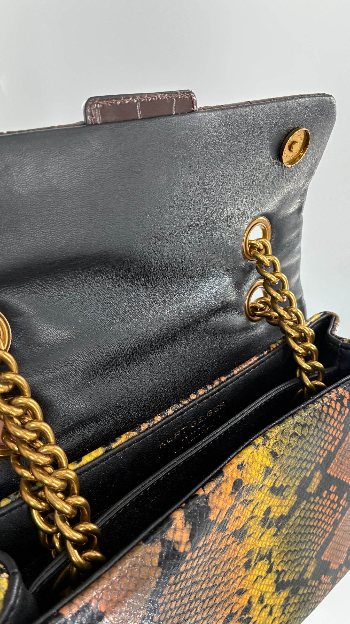 KURT GEIGER London Kensington Croc and Python Embossed Leather Crossbody Bag