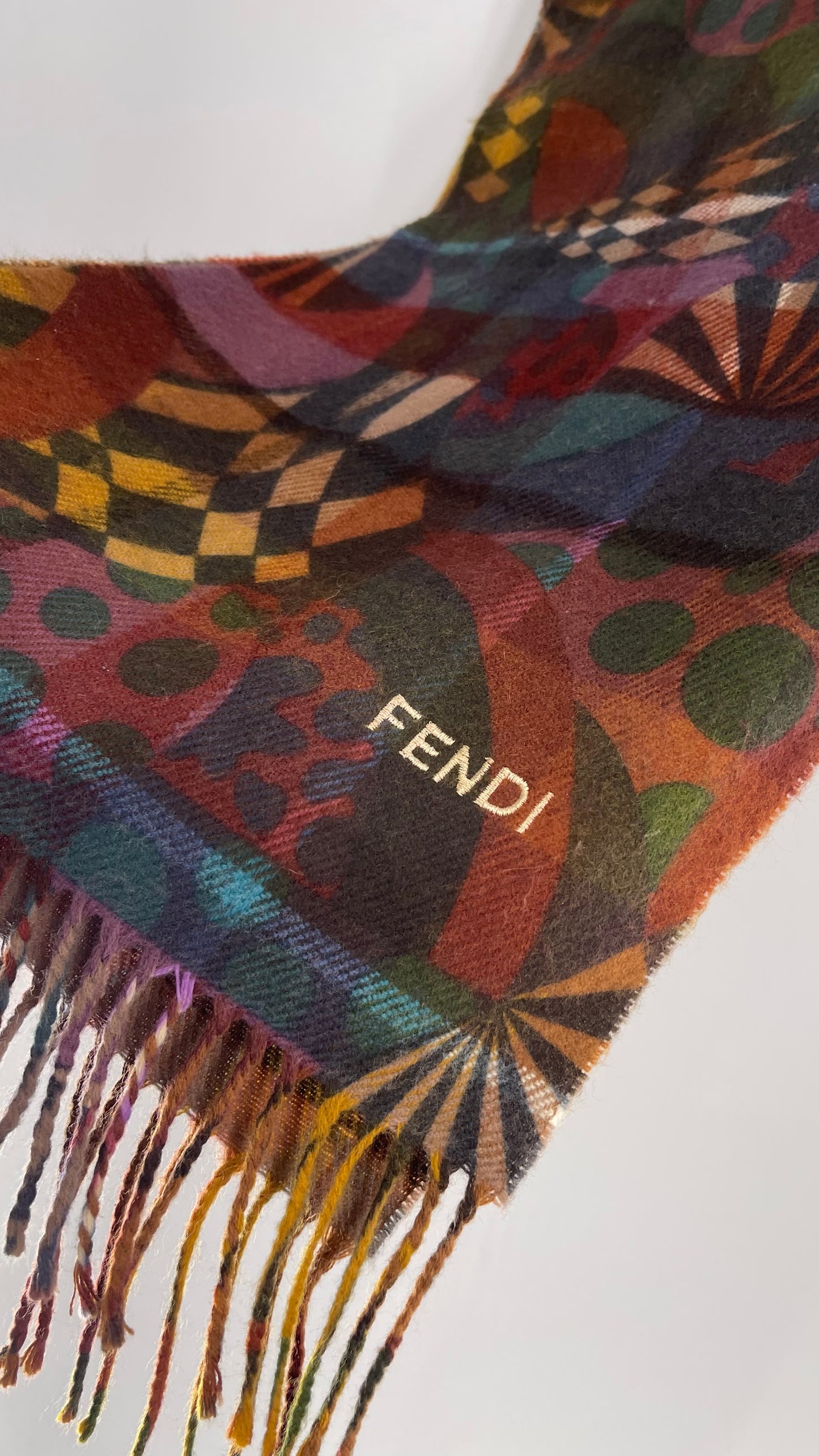 Vintage FENDI Abstract Autumnal Tone Scarf, Unauthenticated