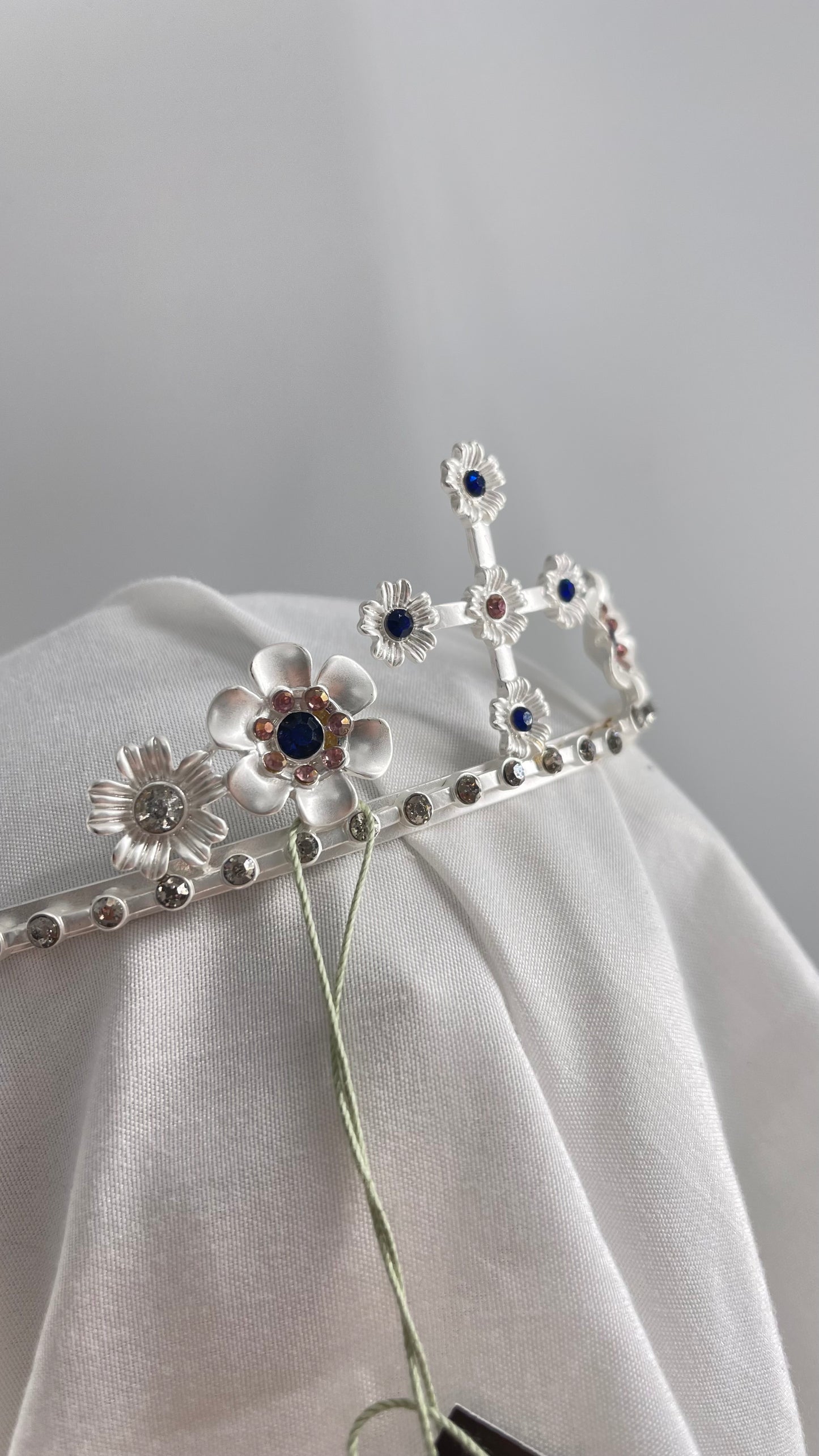 Free People Chrome Metal Silver Renaissance Tiara with Gemstones