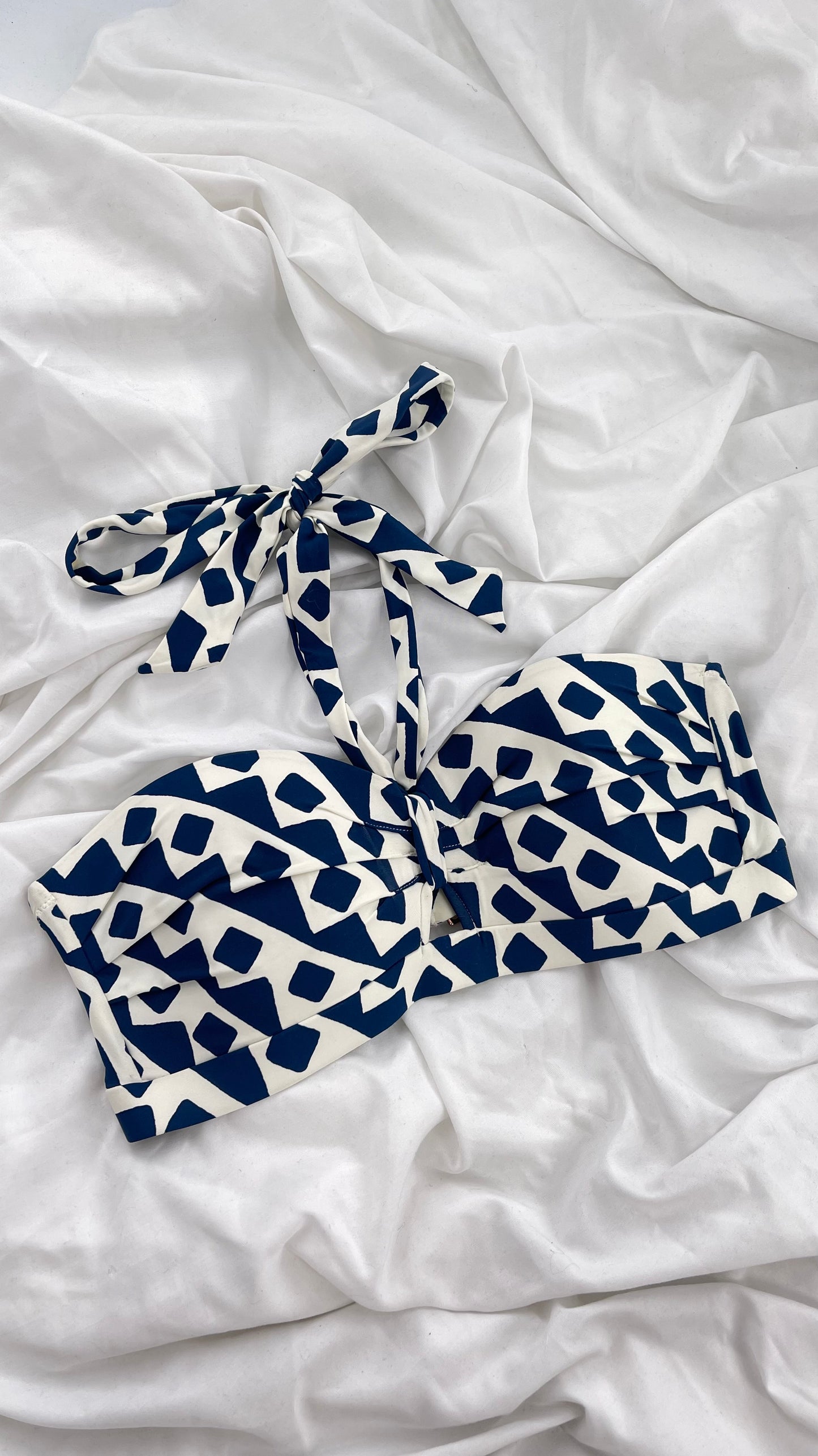 Anthropologie ALIHOP Navy and White Swim Top (Large)