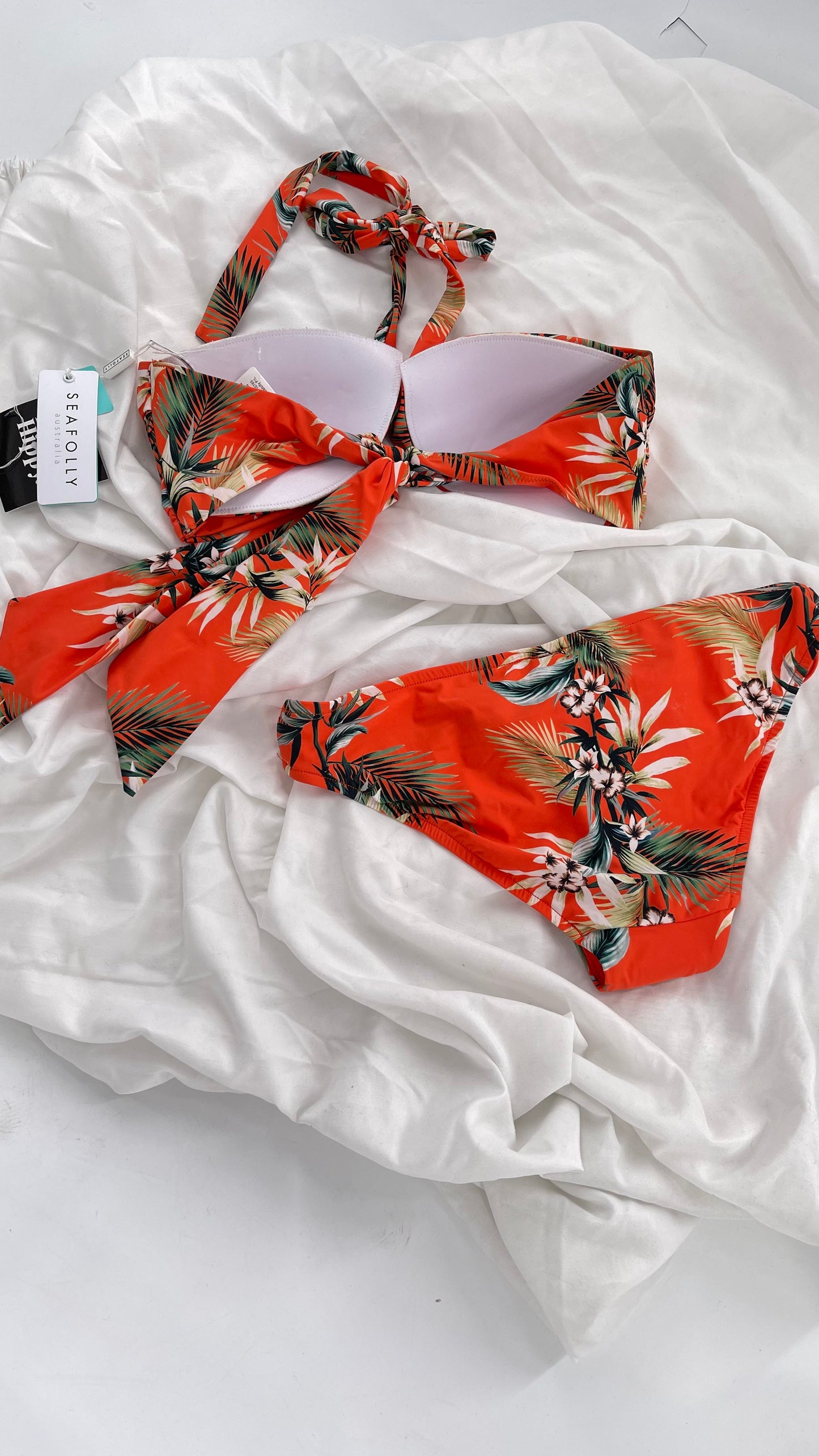 Anthropologie Sea Folly Orange Tropical Swim Set with Tags Attached (10 Top 12 Bottoms)
