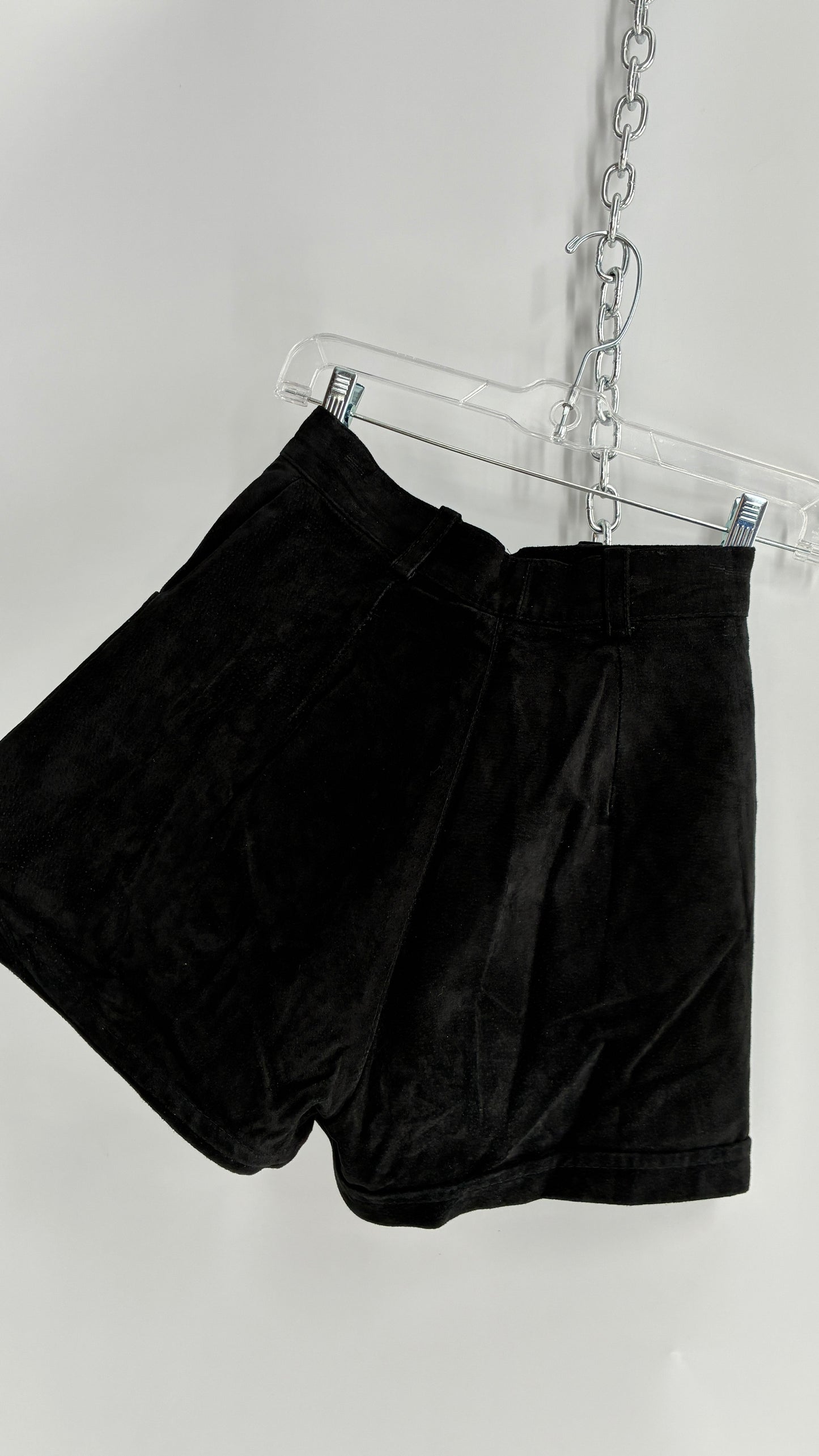 Vintage NEVADA BLUE Black Genuine Suede High Waisted Shorts (XS)