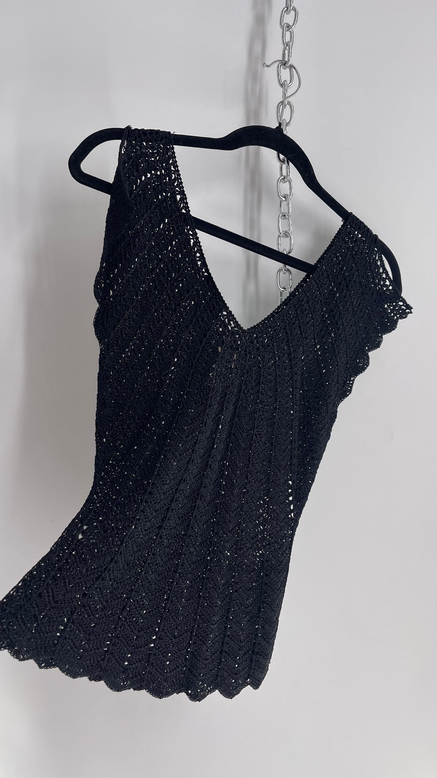 Vintage THE LIMITED Hand Knit Crochet Black Drape Sleeve Top (XS)