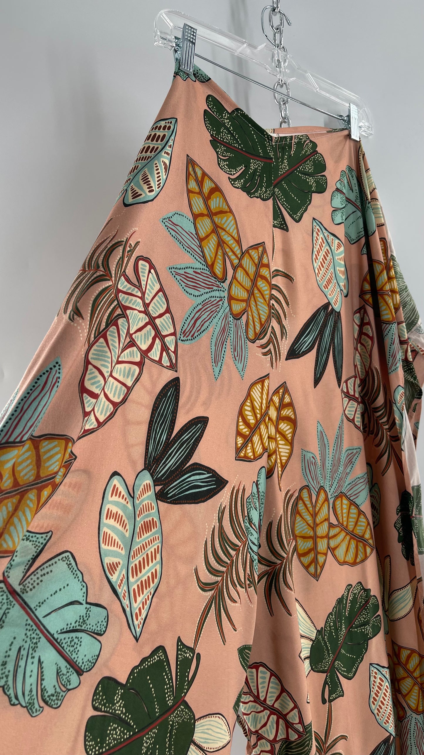 Handmade 9 in 1 Pink Jumpsuit Covered in Tropical Doodle Leaf Design (One Size) •AS SEEN ON TIKTOK•