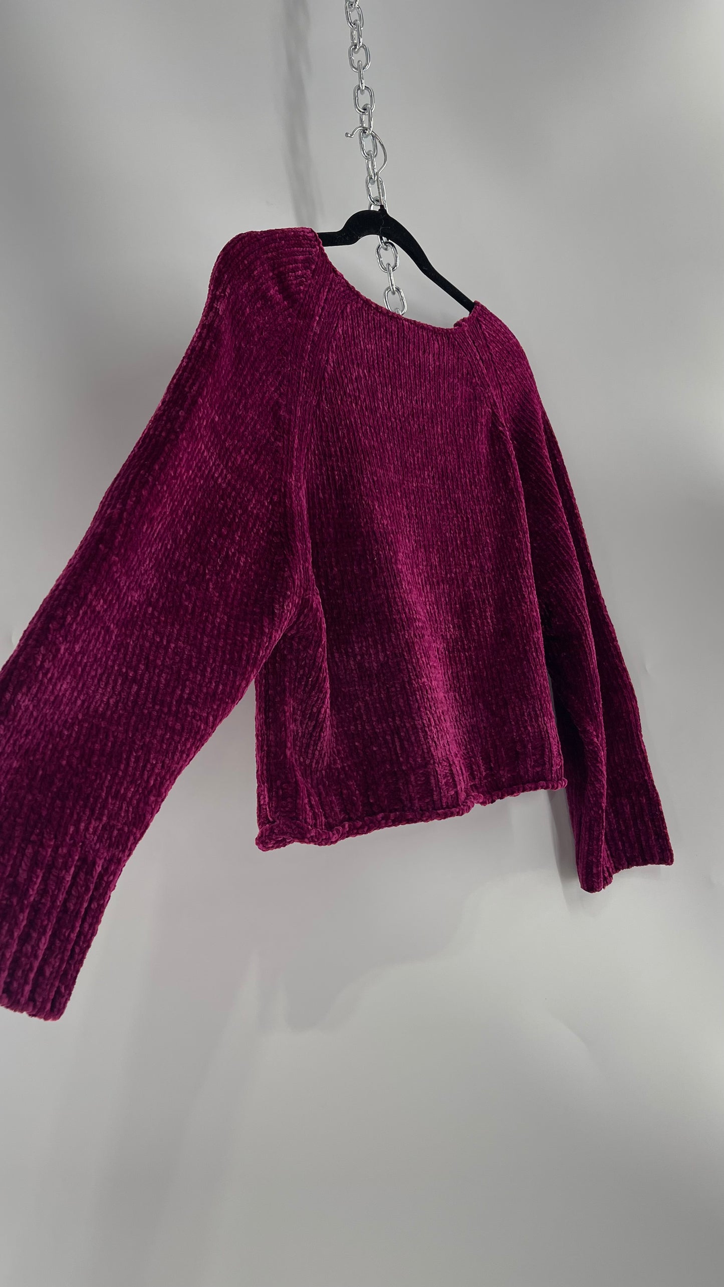 Anthropologie MOTH Fuchsia Purple Chenille Sweater (XS)
