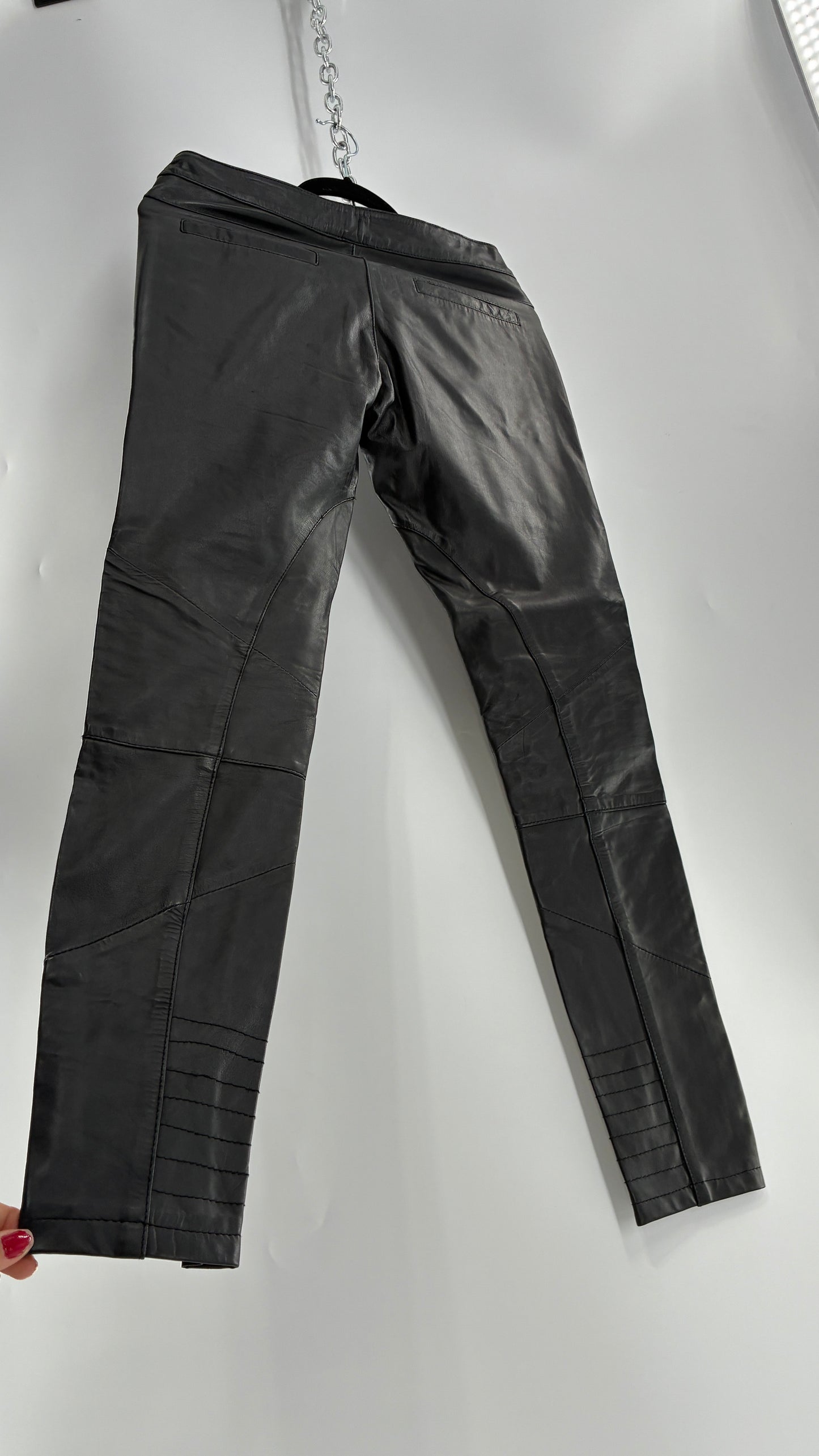 ASOS Low Rise Genuine Leather Patchwork Style Motorcycle Pants (6)
