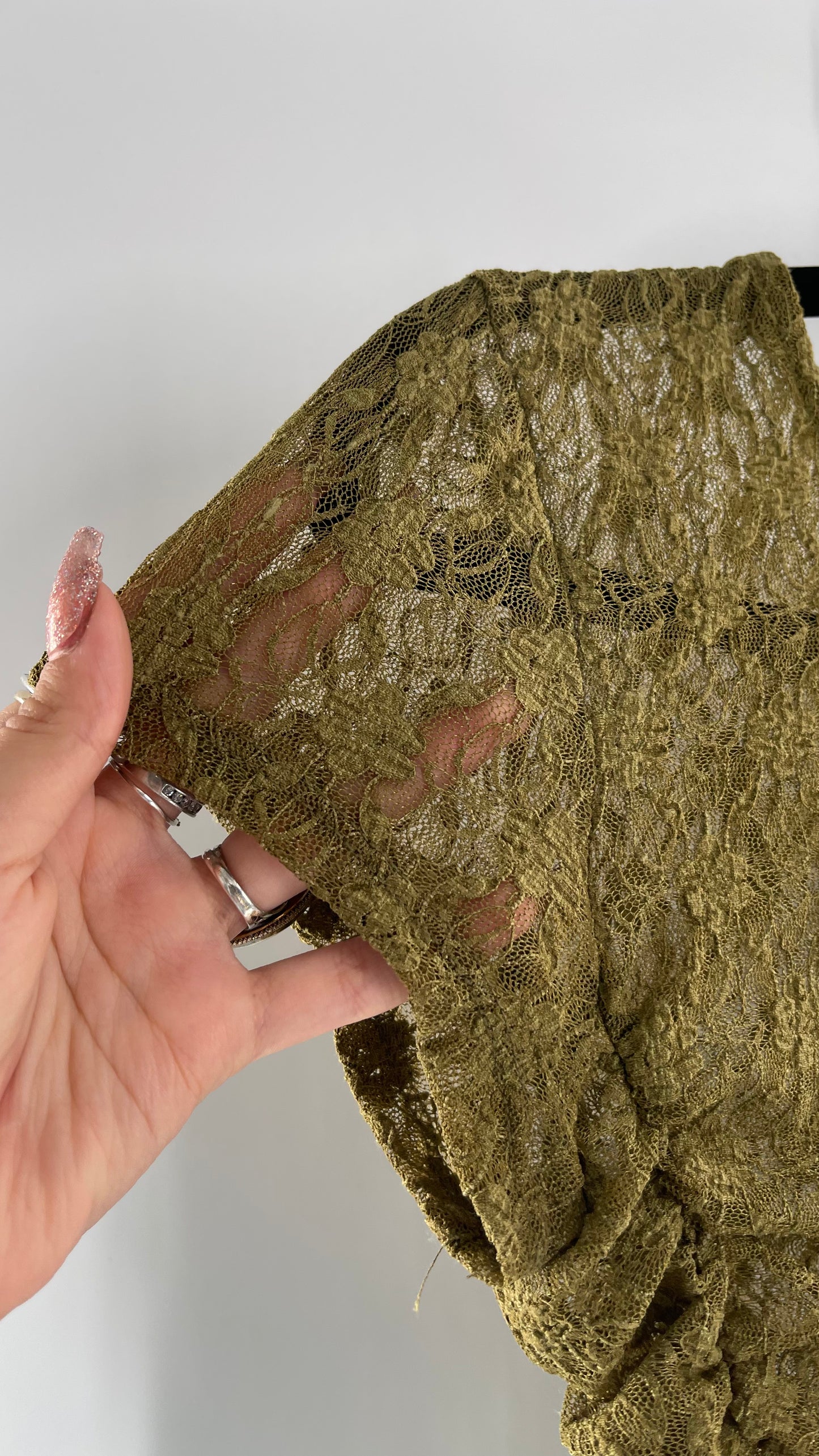 Intimately Free People Army Green Lace Ruche Side T (XS)