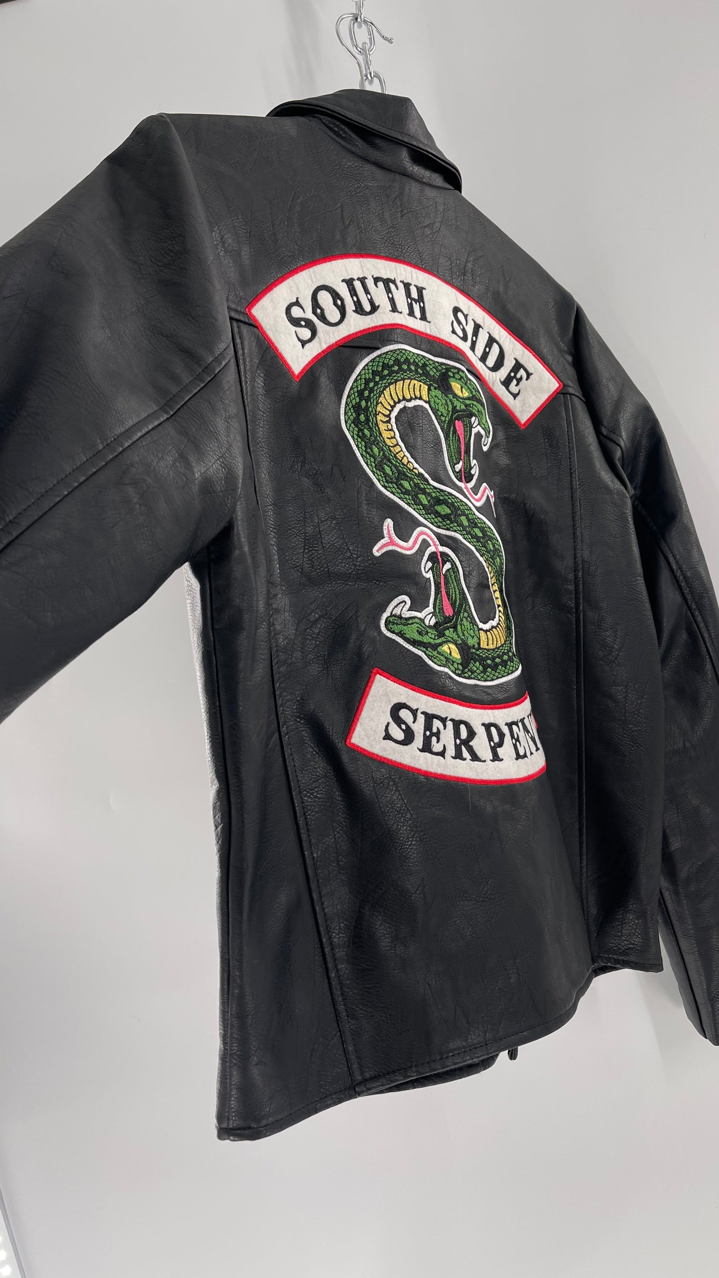 Riverdale Vegan Leather Jacket with Southside Serpents Embroidered Back (Medium)
