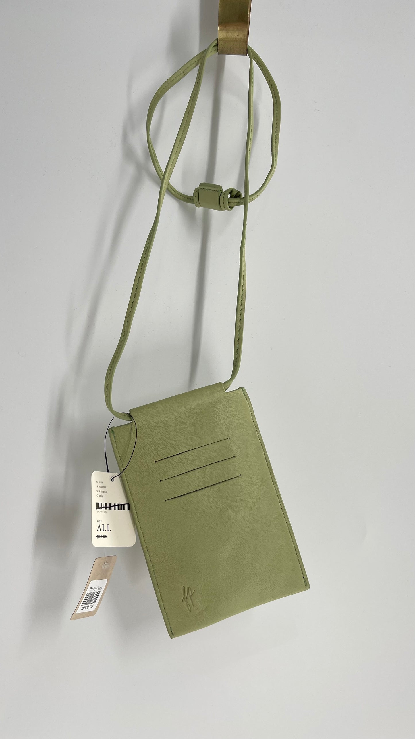 Free People Sage Green Crossbody Phone Pouch with Tags Attached