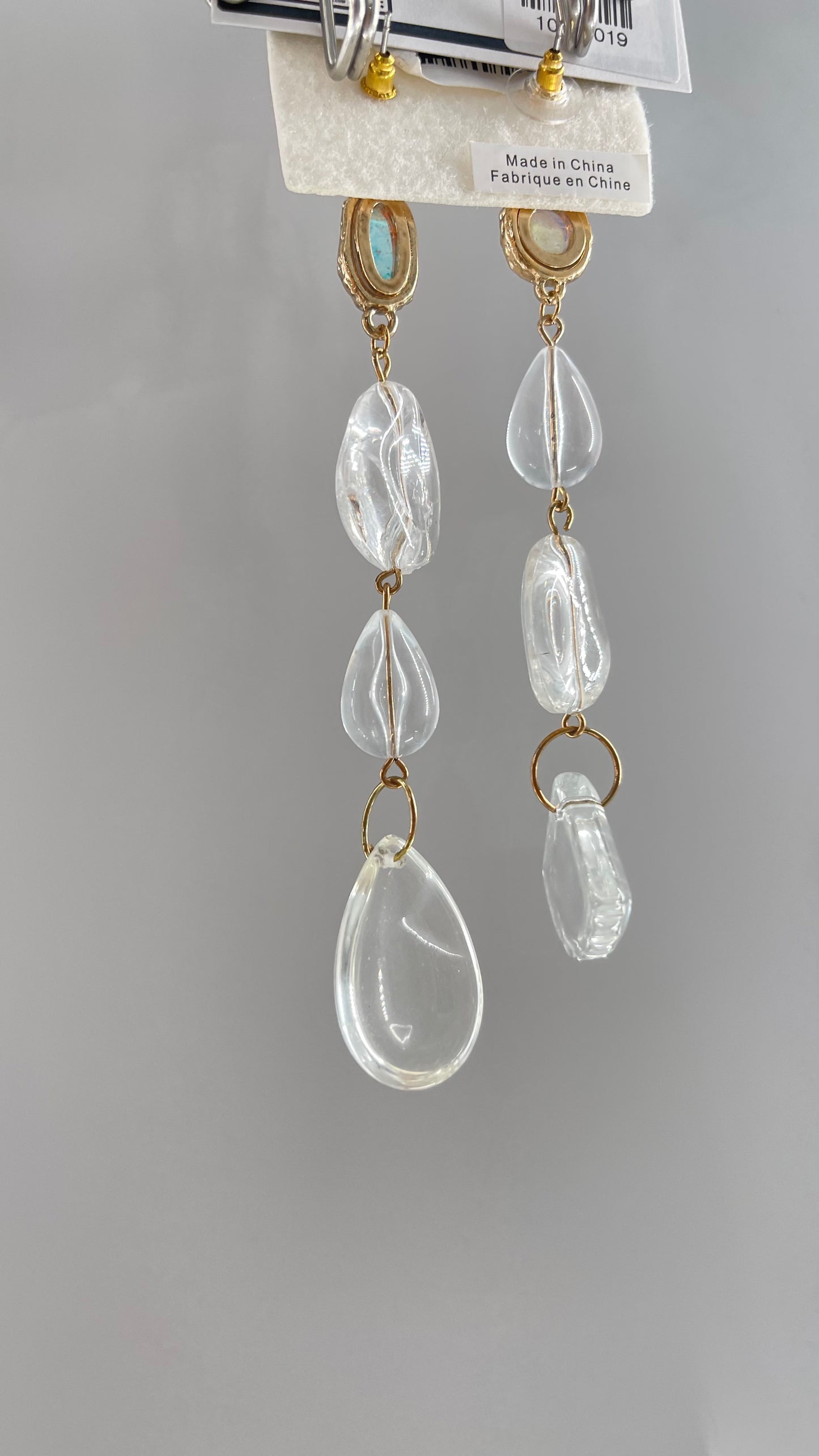 Free People Crystal Clear Opal Earring with Gold Accents