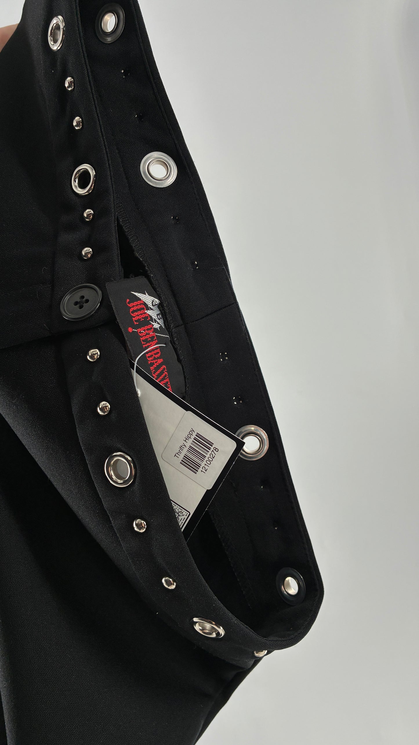 Vintage 1990s JOE BENBASSET Black Kickflares with Studded, Grommet Waistline (5)