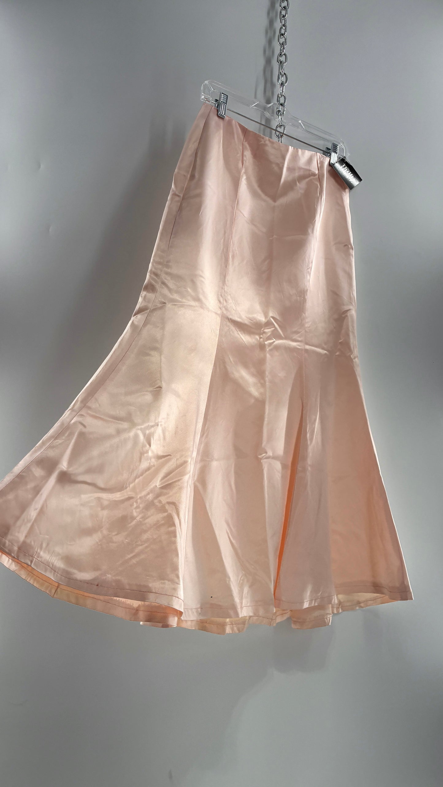 Vintage Peach Toned Satin Handmade Mermaid Style Paneled Skirt