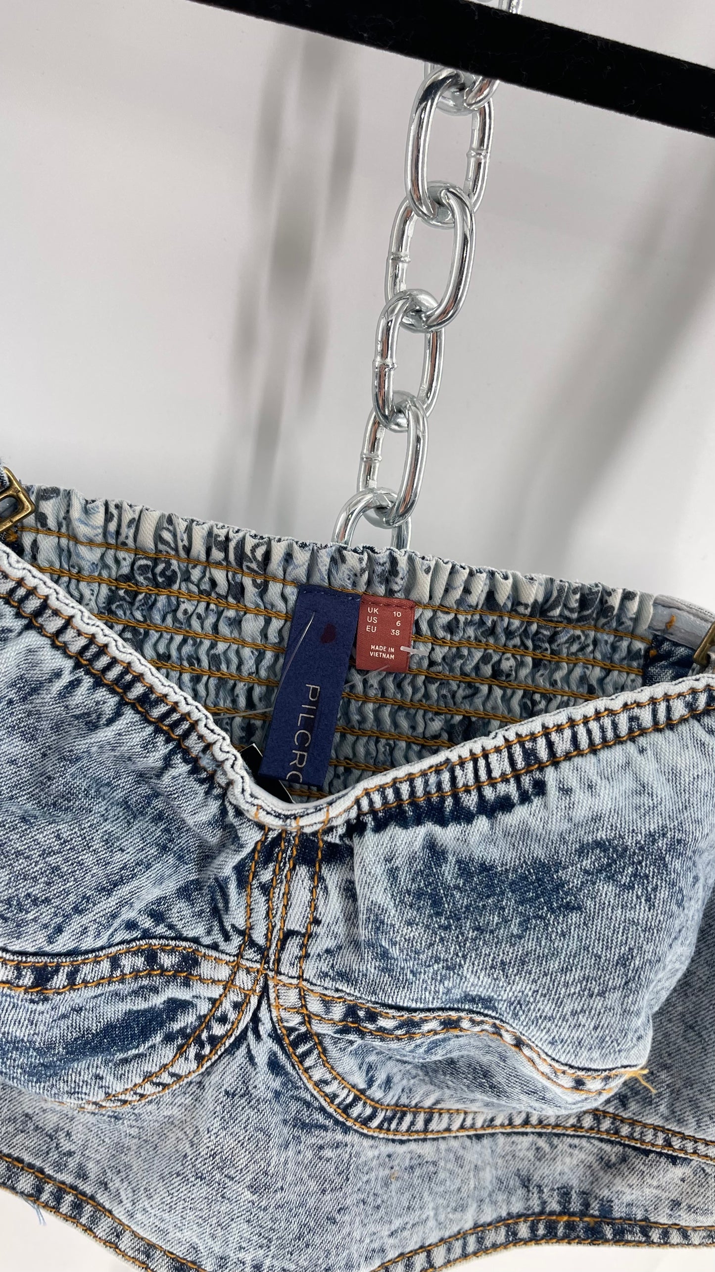Pilcro Acid Wash Denim Bralette (Medium 6)