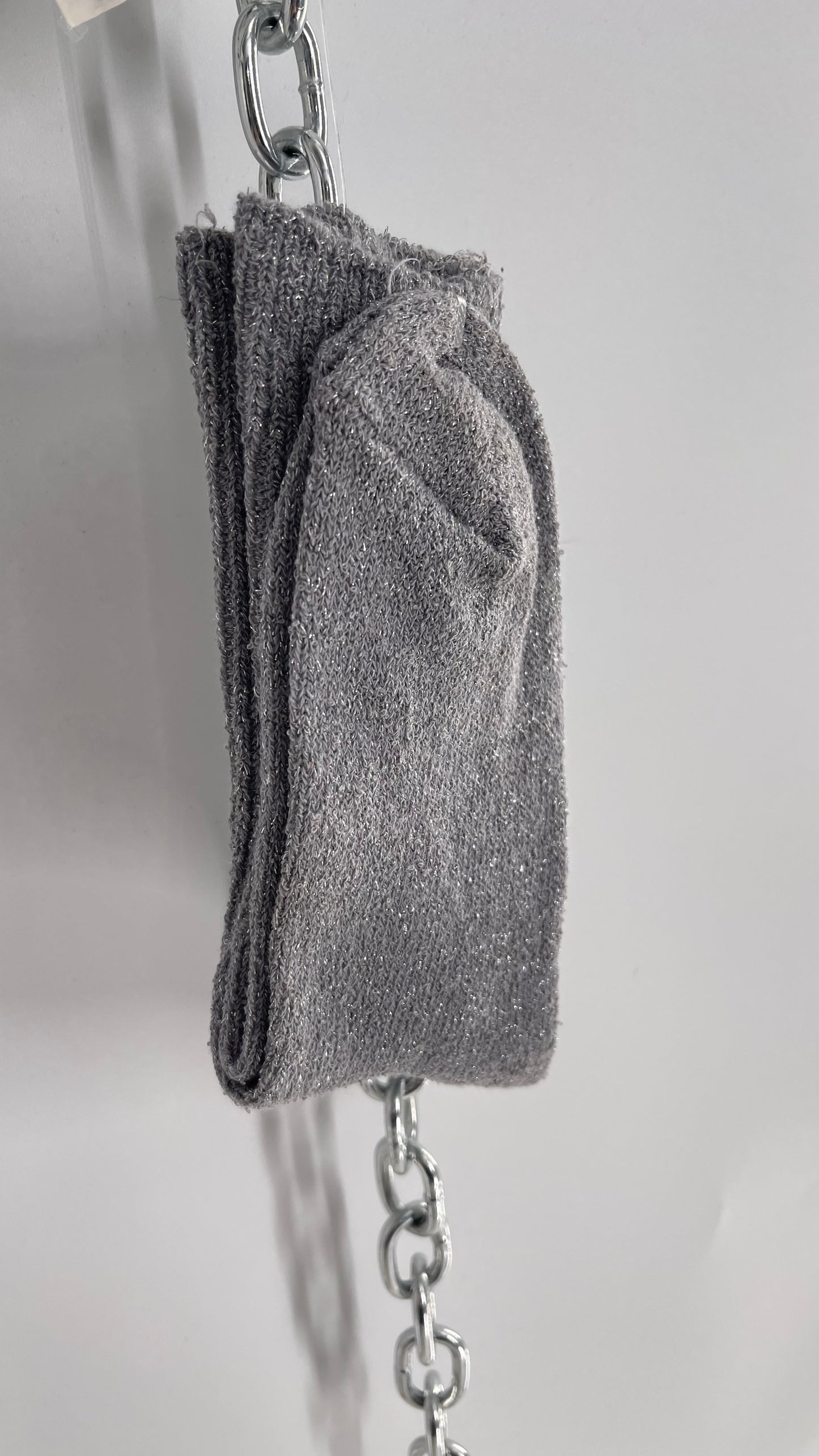 Free People Grey Glitter Crew Socks