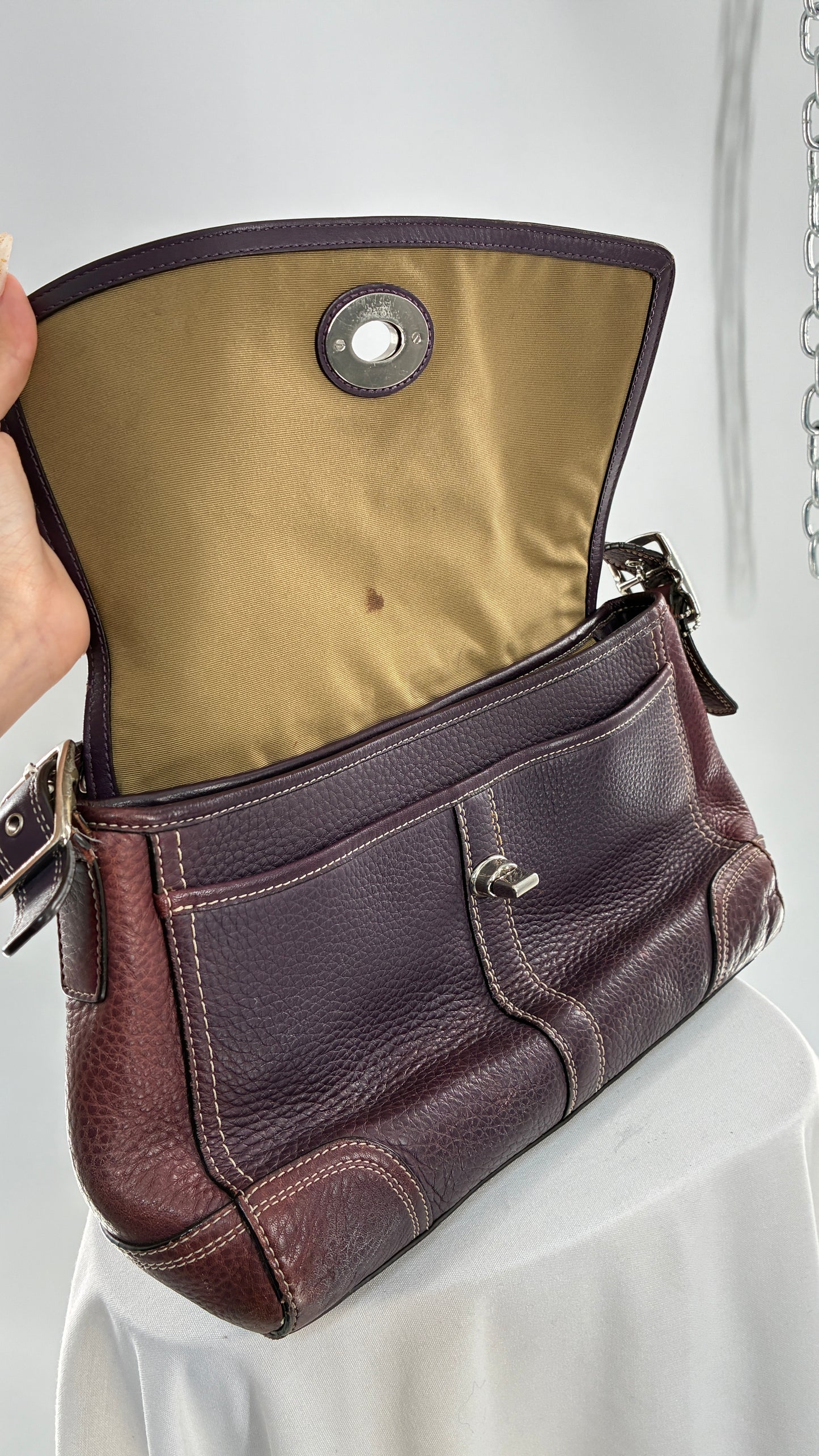 Vintage COACH Hamilton Purple Burgundy Leather Crossbody