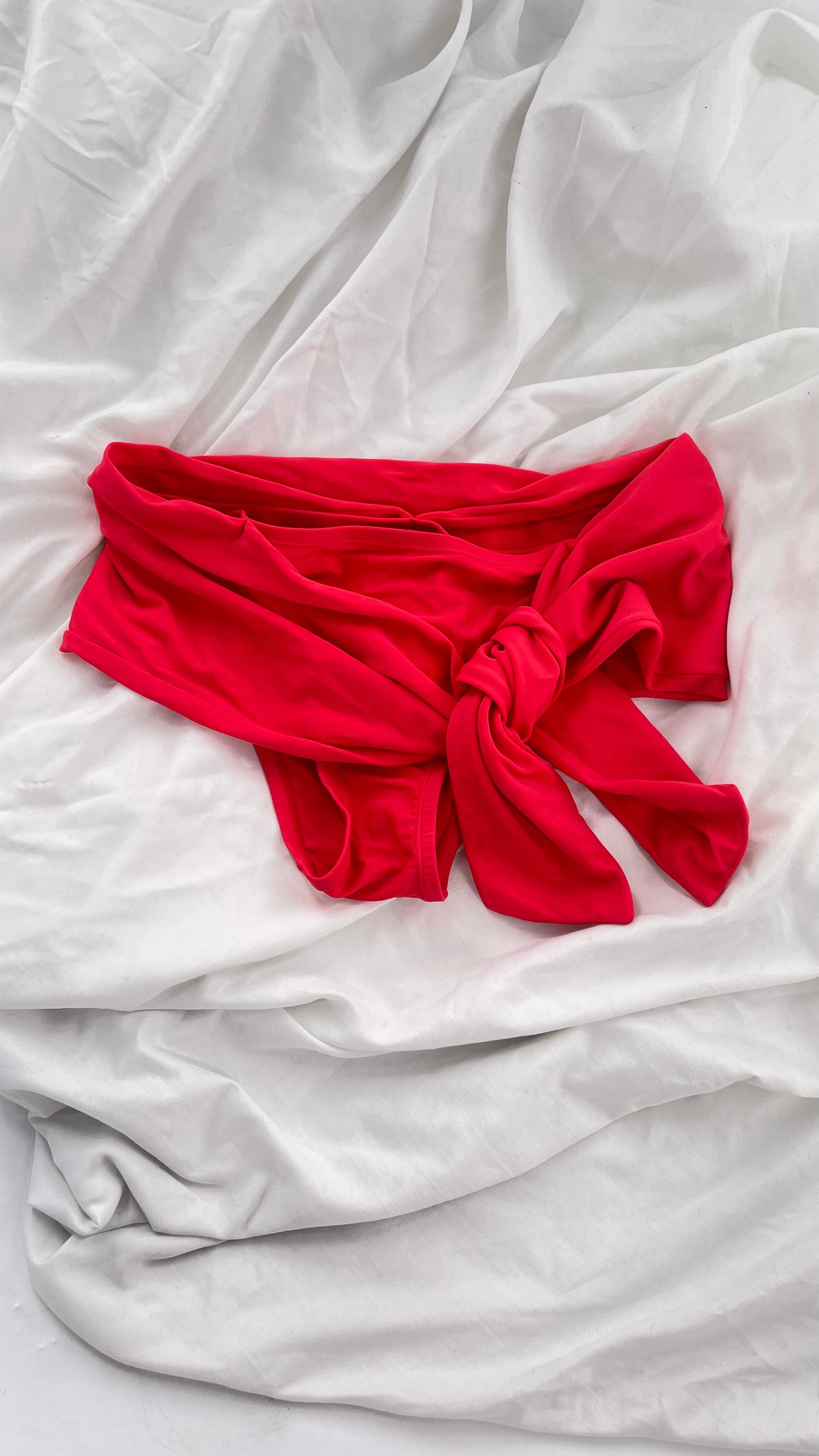 NY Apparel Group Sample Fold Over Side Tie Neon Coral Swim (Small)