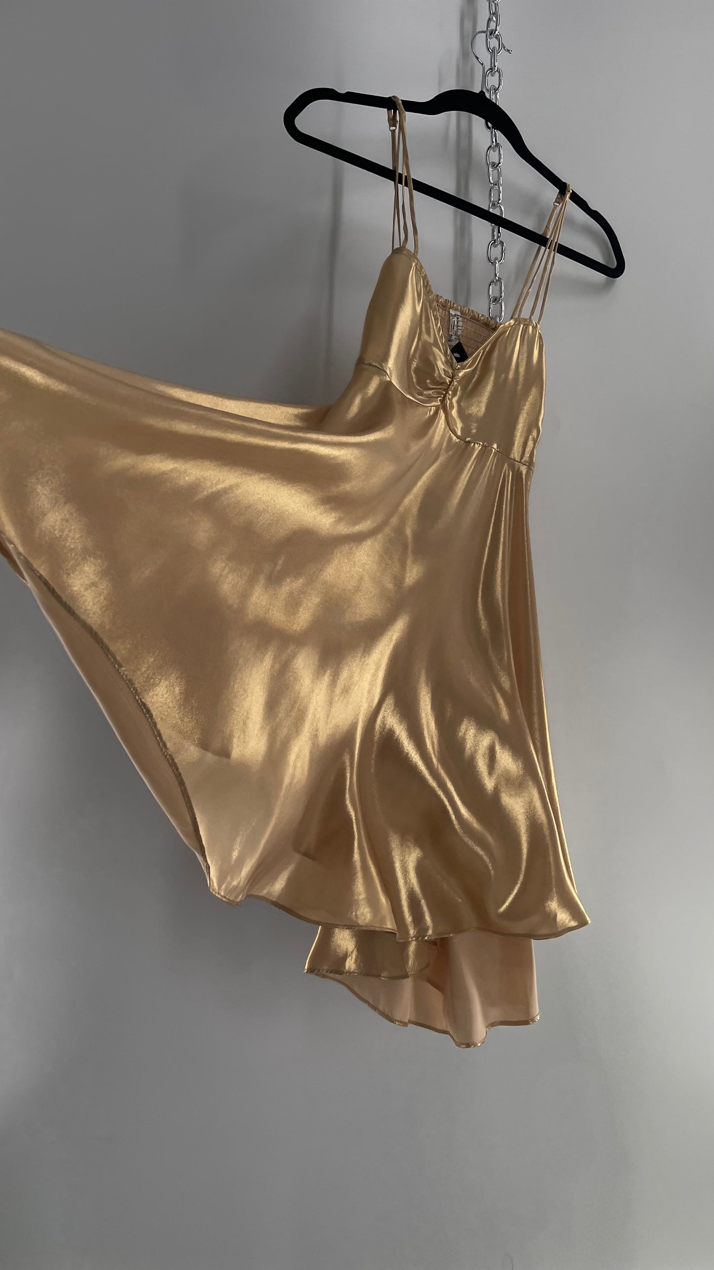 Intimately Free People Liquid Metal Gold Backless Dress (XS)