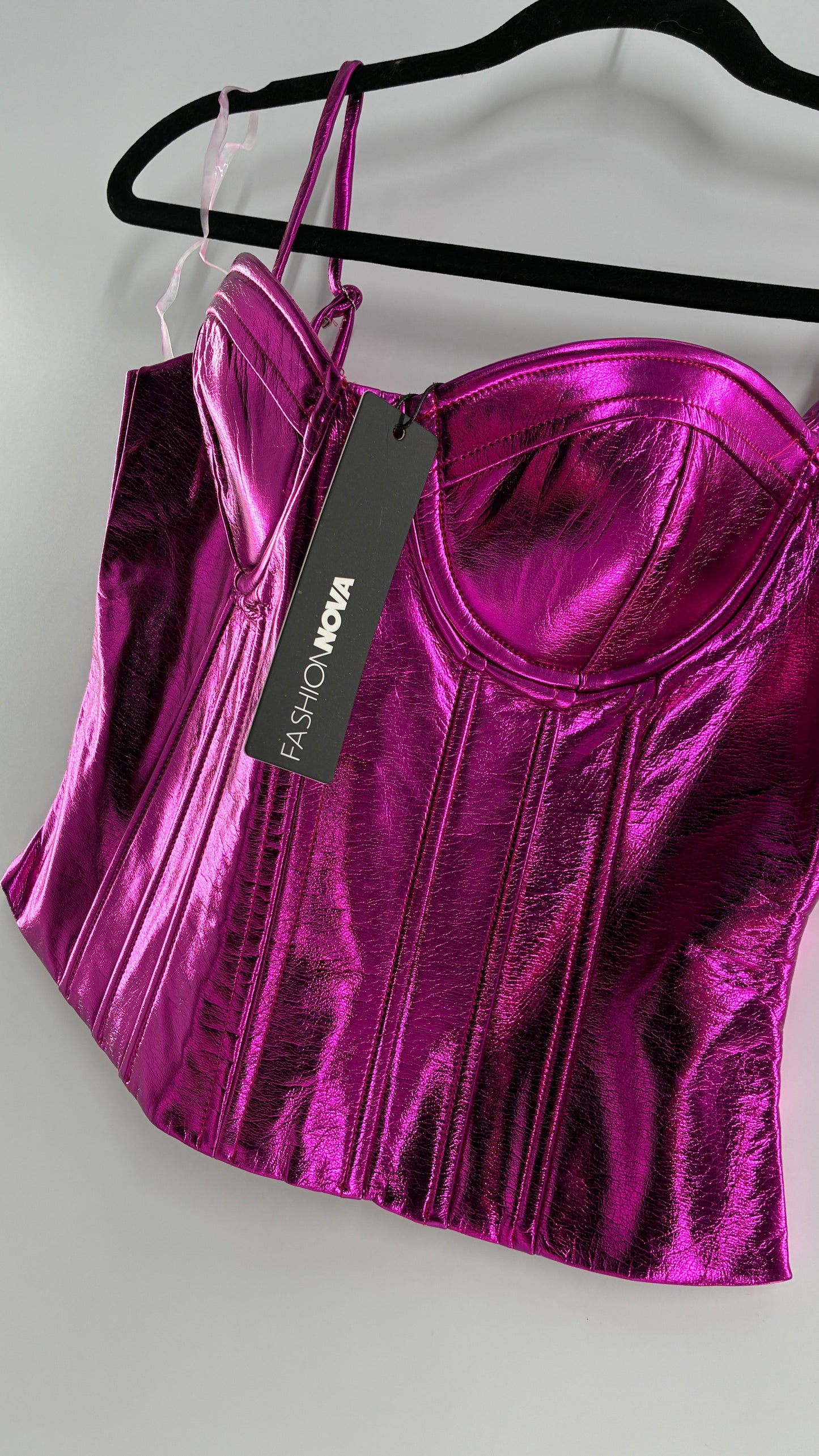 Fashion Nova Metallic Fuchsia Purple Corset with Tags Attached (Medium)