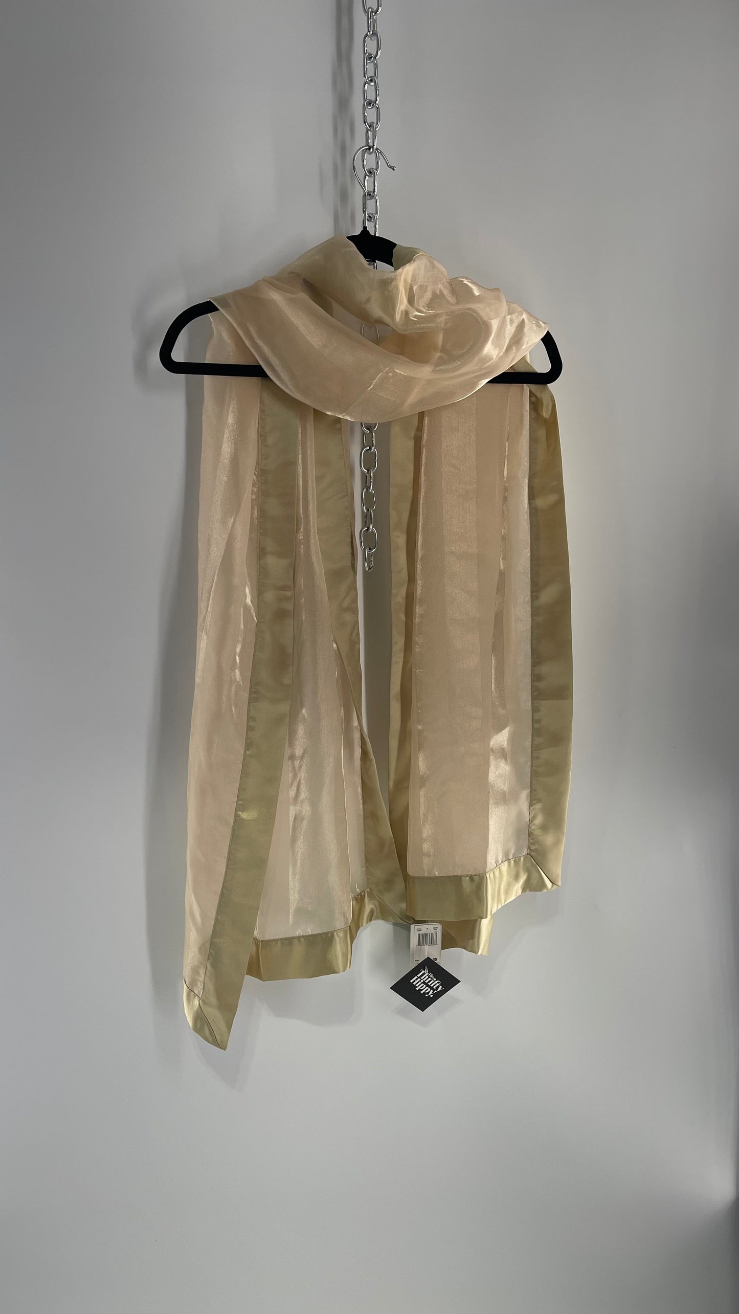 Deadstock Vintage Gold Voile Scarf with Tags Attached
