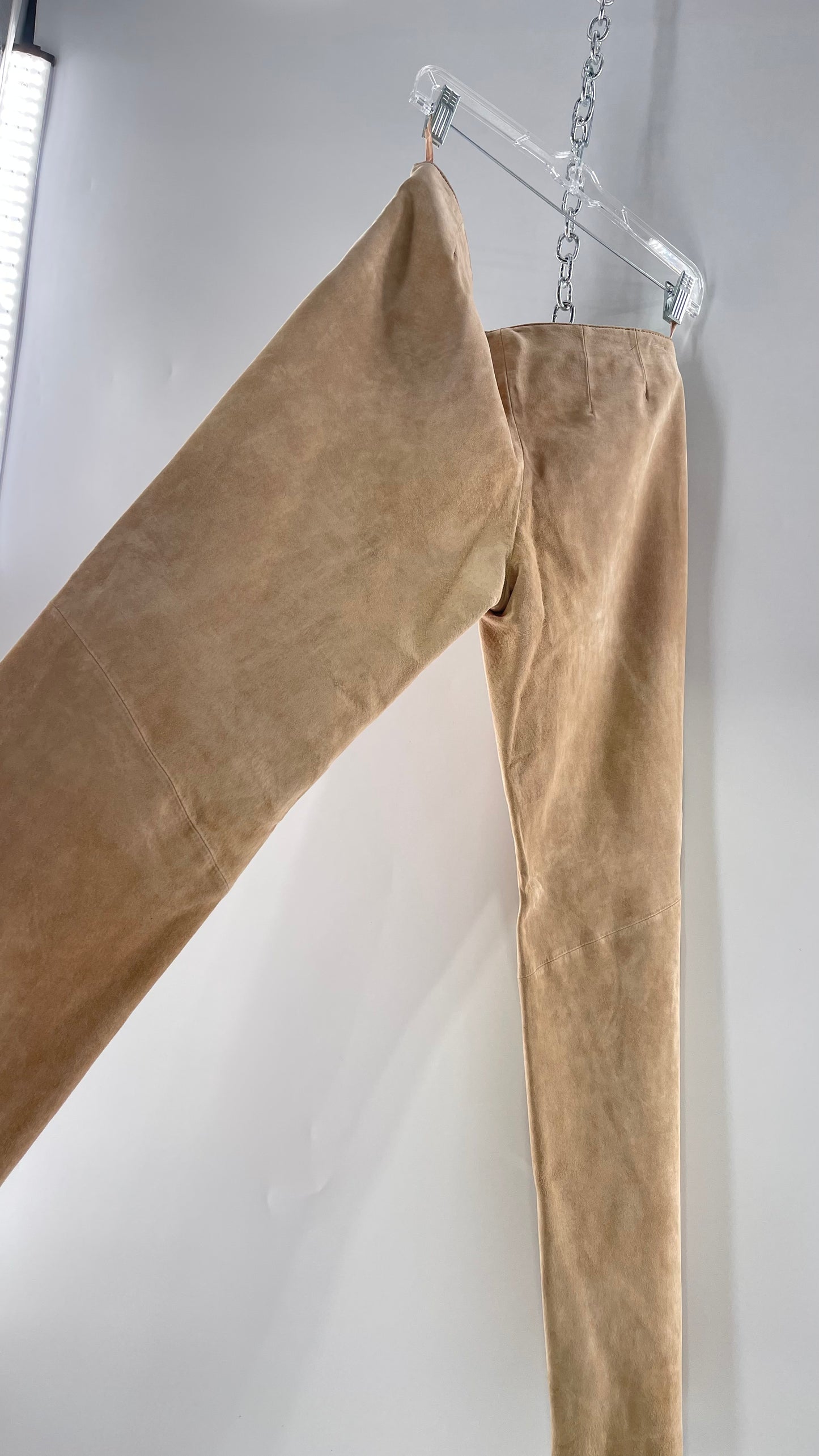 Deadstock Vintage Slouchy SienaStudio Oatmeal Tan Suede Pants (8)