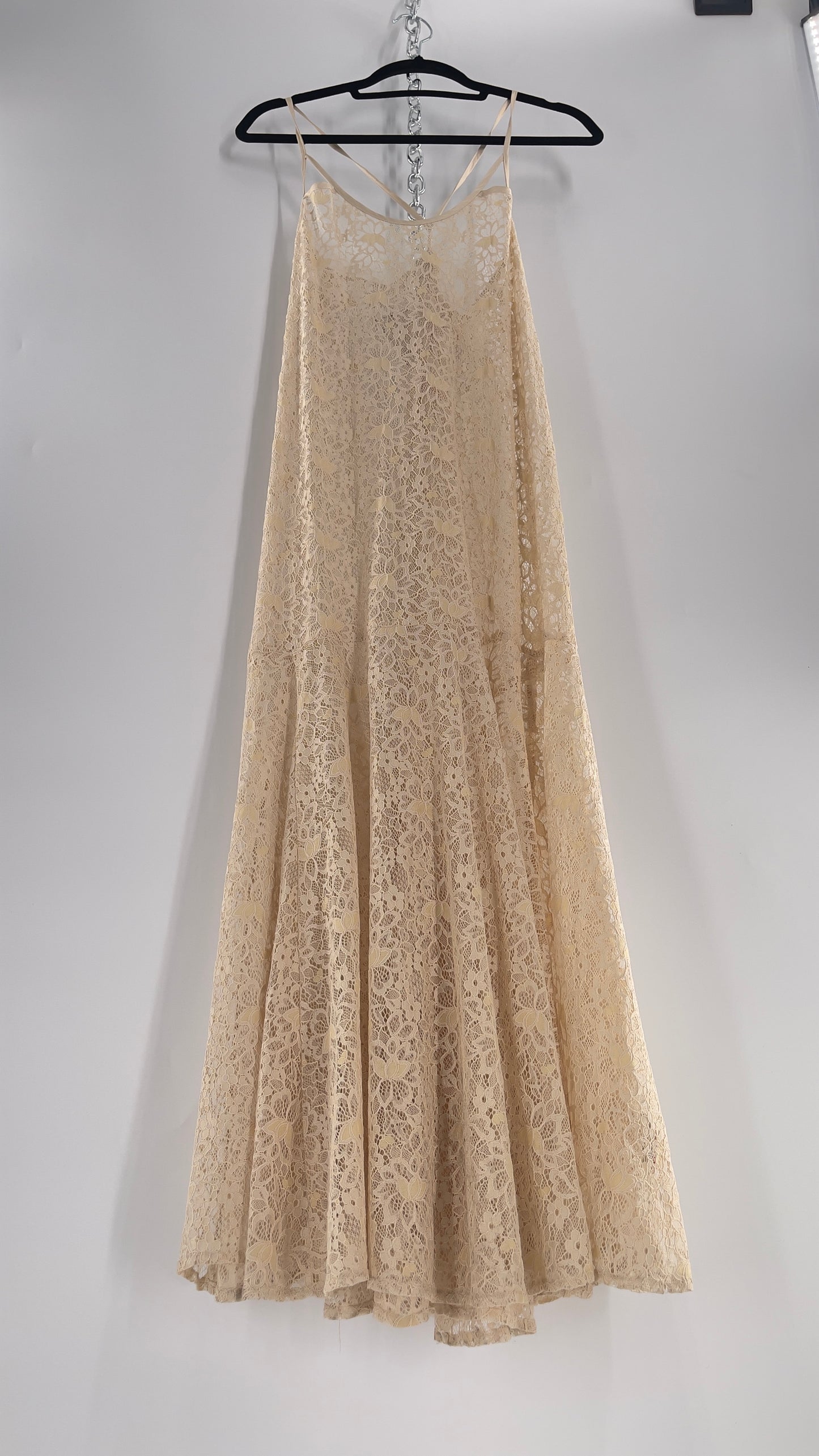 Intimately Free People Beige Lace Slip Maxi Dress (XS)