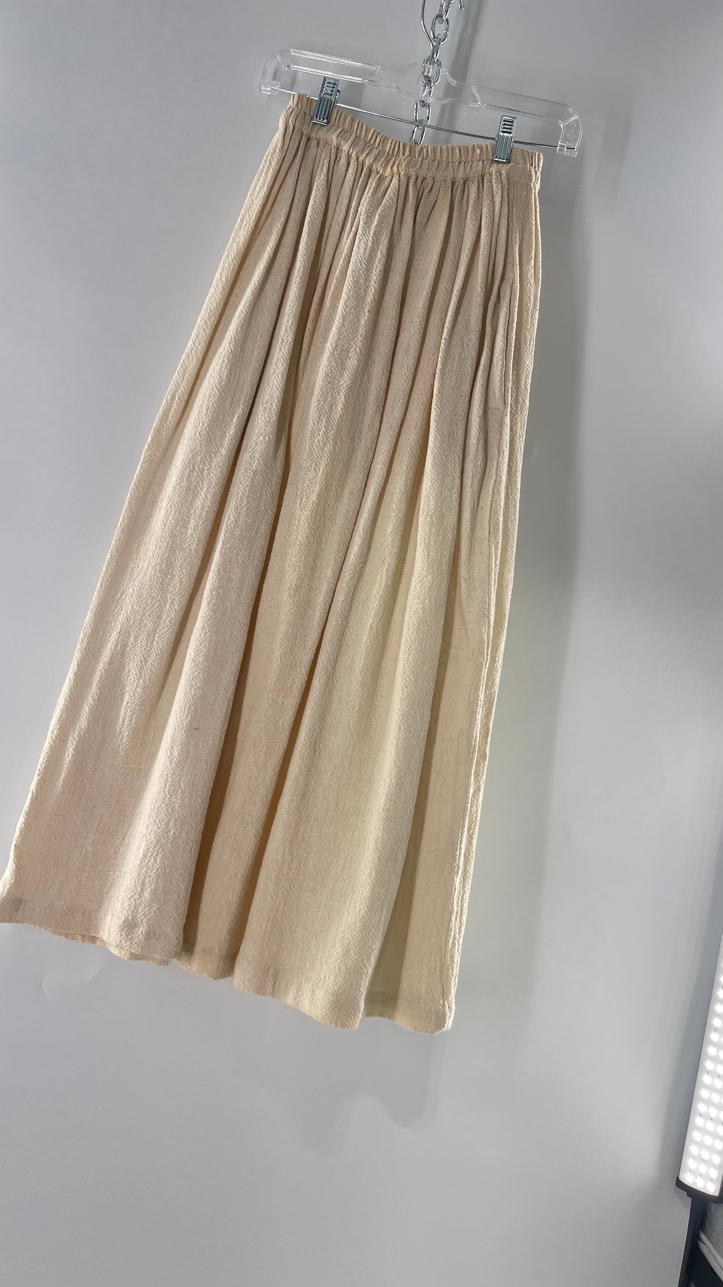 Vintage 1970s SANGAM Imports 100% Cotton White Maxi Skirt Made in India (Medium)