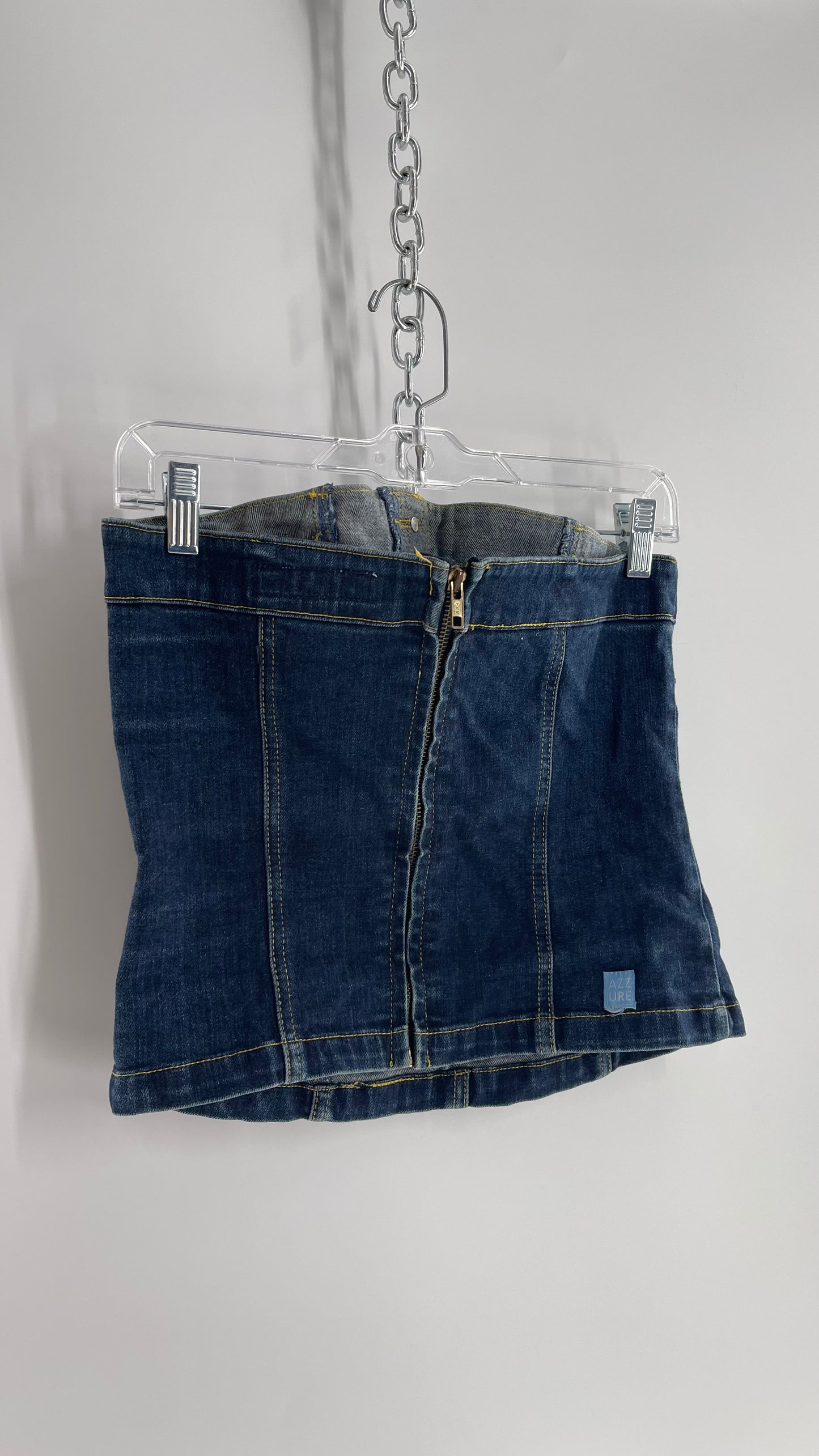 Vintage AZZURE Dark Wash Denim Corset Like Tube Top (XL)