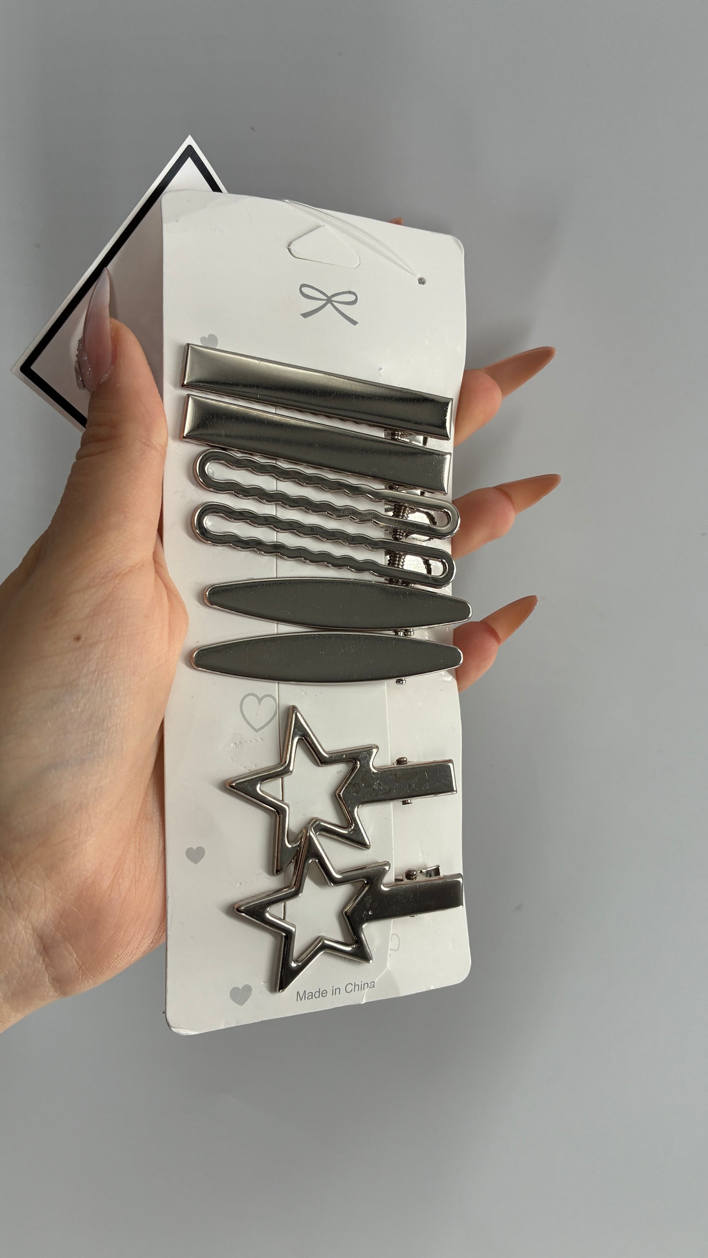 Silver Metal Hair Beret Clip Set