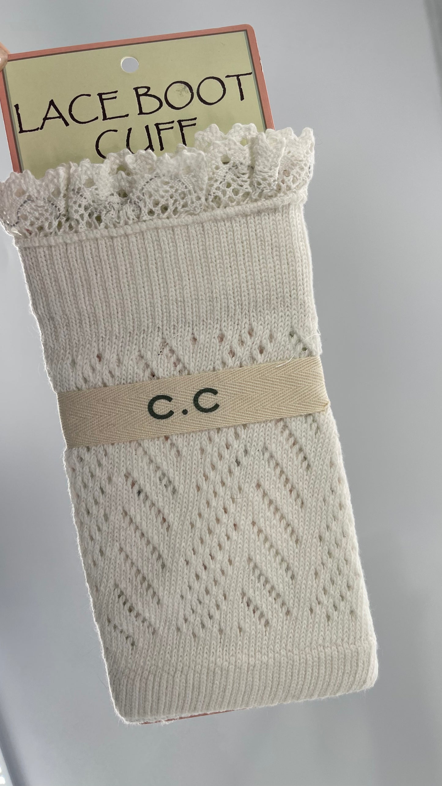 Deadstock Vintage Leg Warmers White with Lace Trim and Buttons