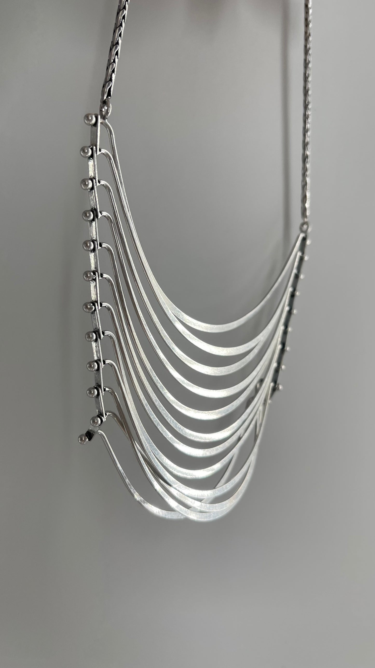 Lucky Brand Silver Metal Abstract Bracketed Layered Necklace with Tags Attached