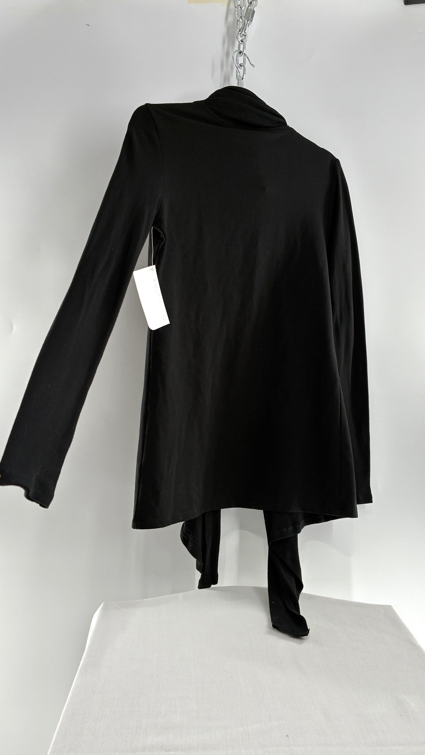 Fabletics Black Astoria Shrug Cardigan with Ribbed Panels and Tags Attached (XS/4)