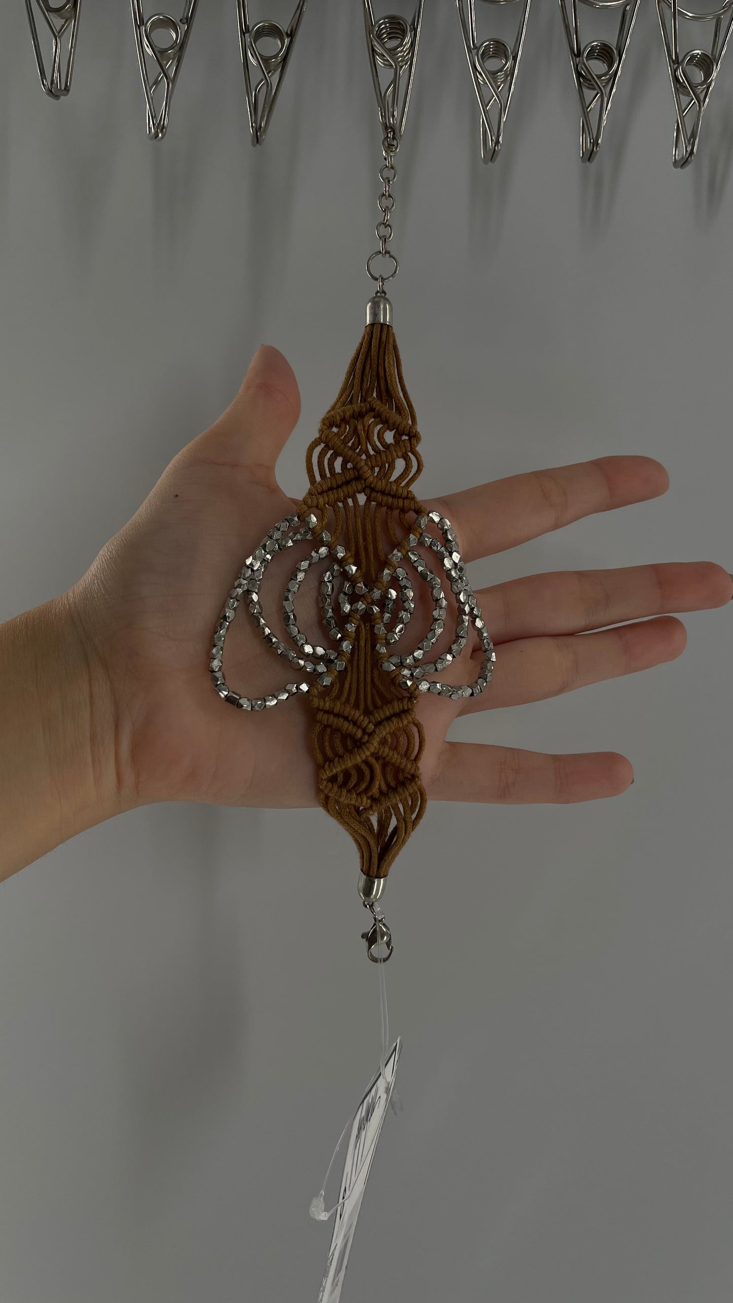 Free People Macrame Bracelet with Silver Metal Butterfly