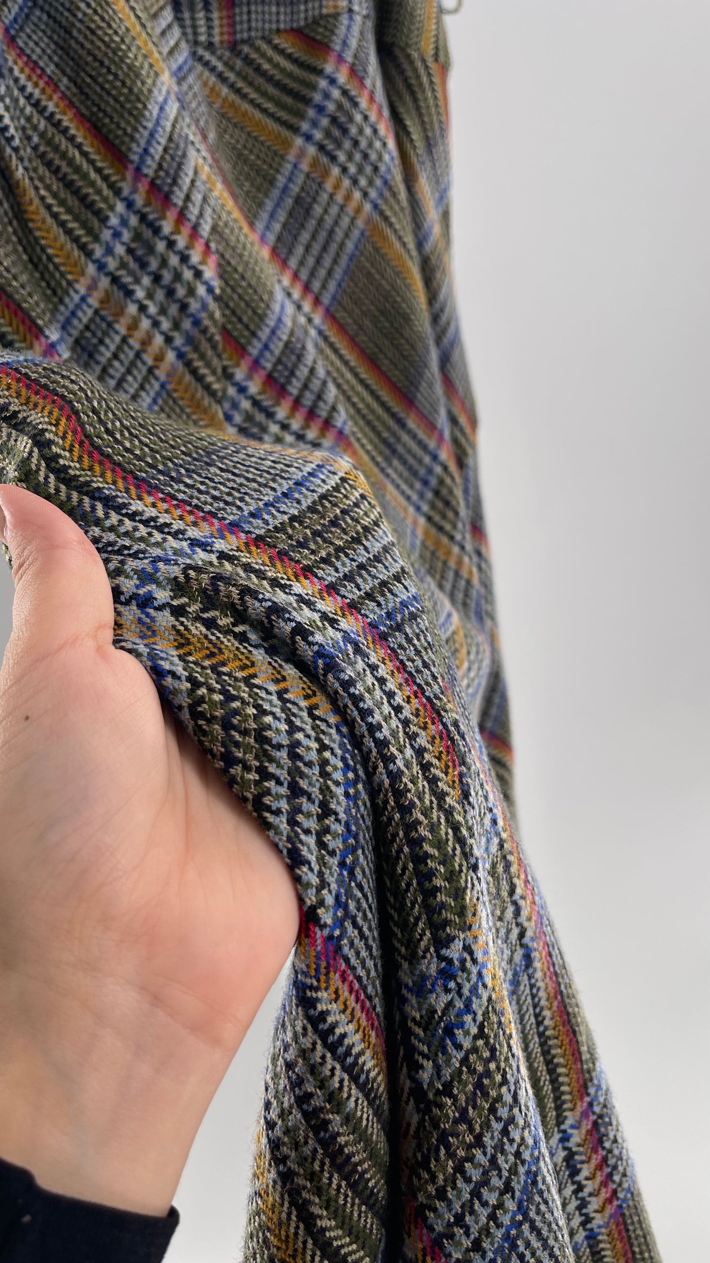 Elevenses 87% Wool Plaid Asymmetric Swirl Seam and Pleated Voluminous Hem (0)