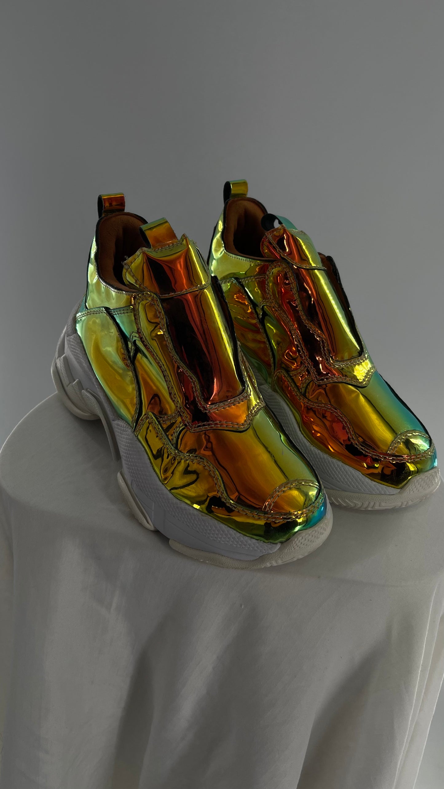 Jeffrey Campbell X Free People Gold Reflective Iridescent Concert Festival Sneakers (6.5)
