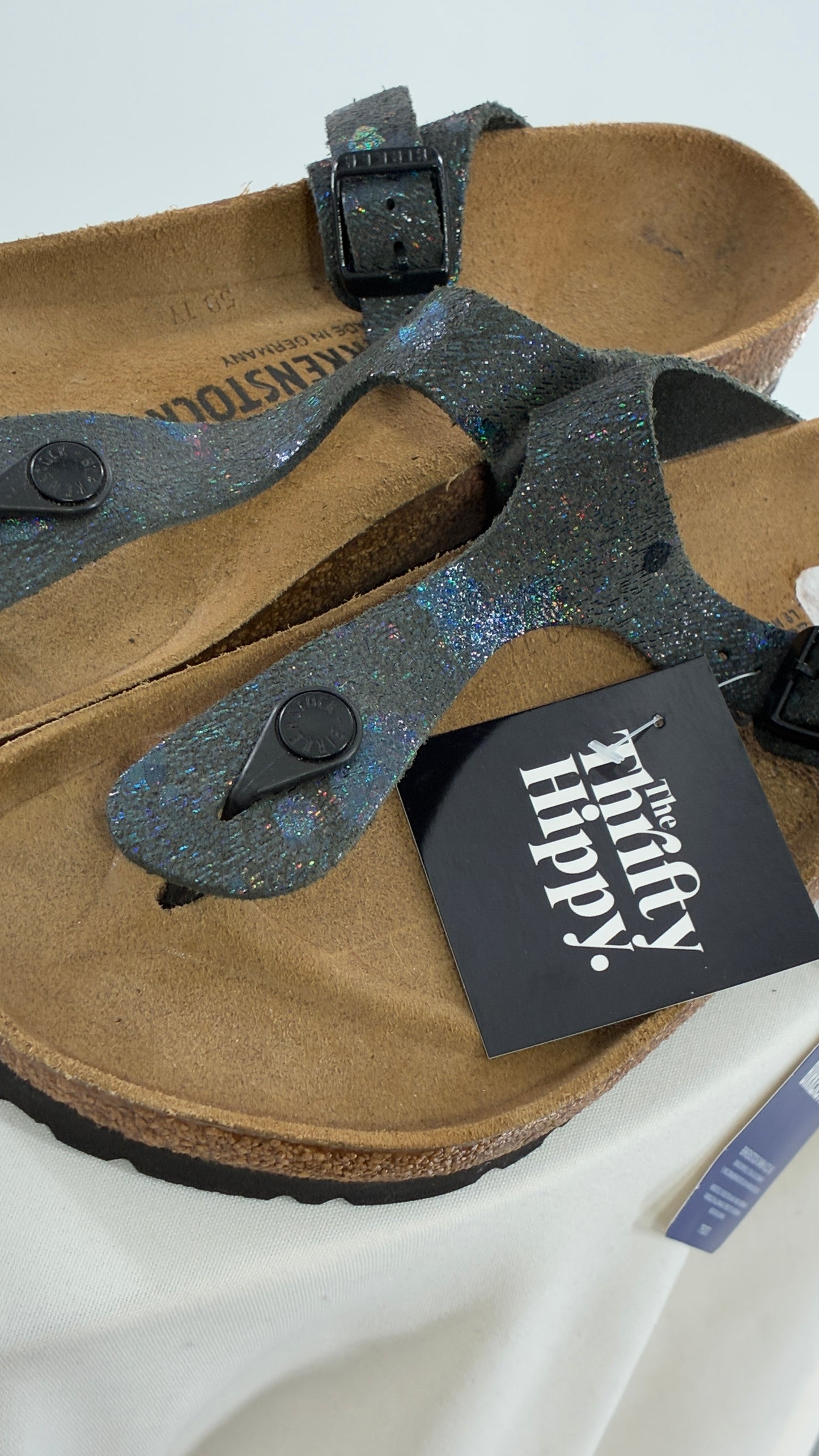 BIRKENSTOCK Sandal Iridescent Navy Thong Sandal with Tags Attached (40)