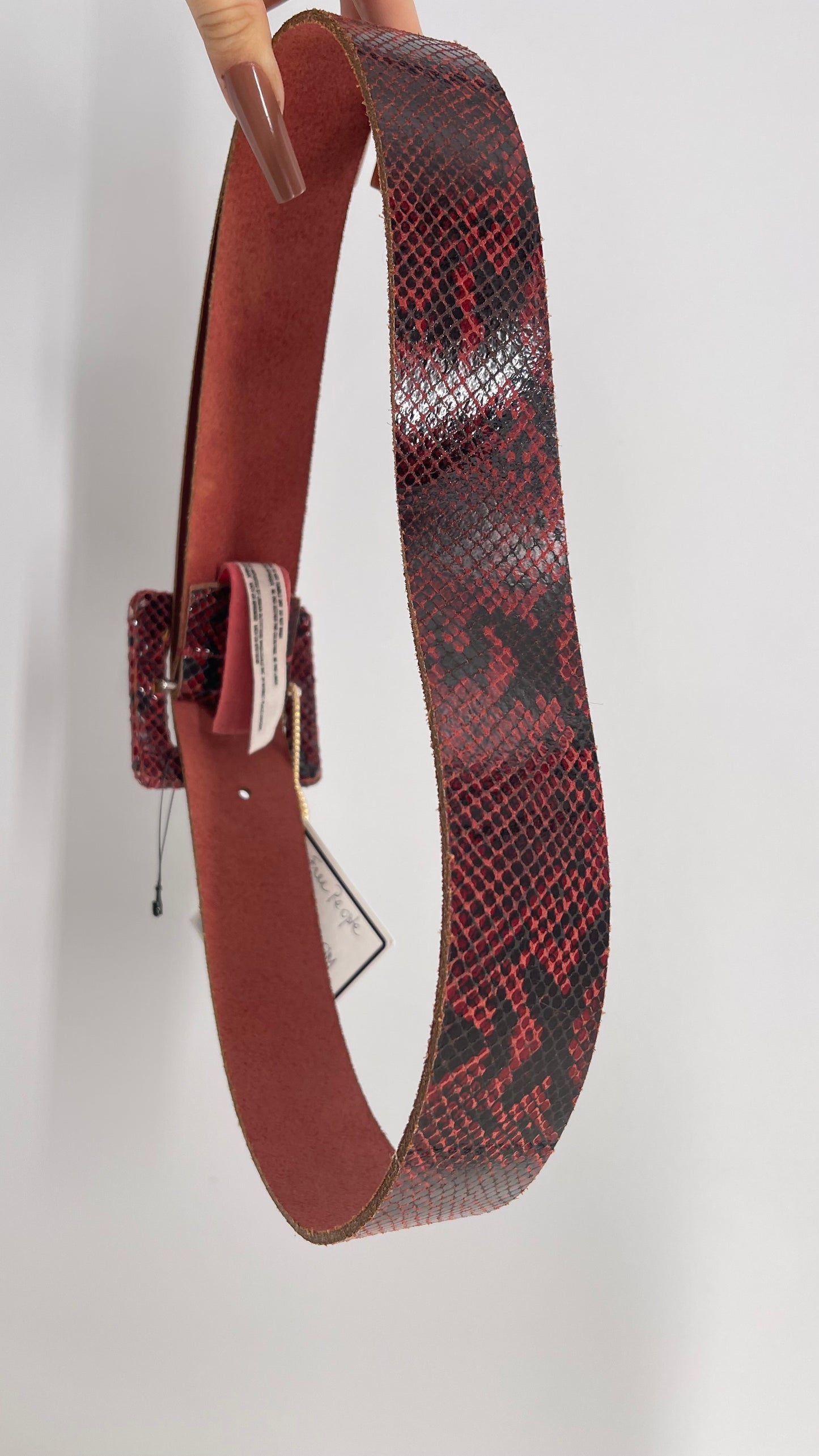 Free People Burgandy Snake Skin Pattern Leather (S/M)
